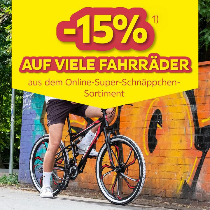 -15% auf viele Fahrräder aus dem Online-Super-Schnäppchen-Sortiment