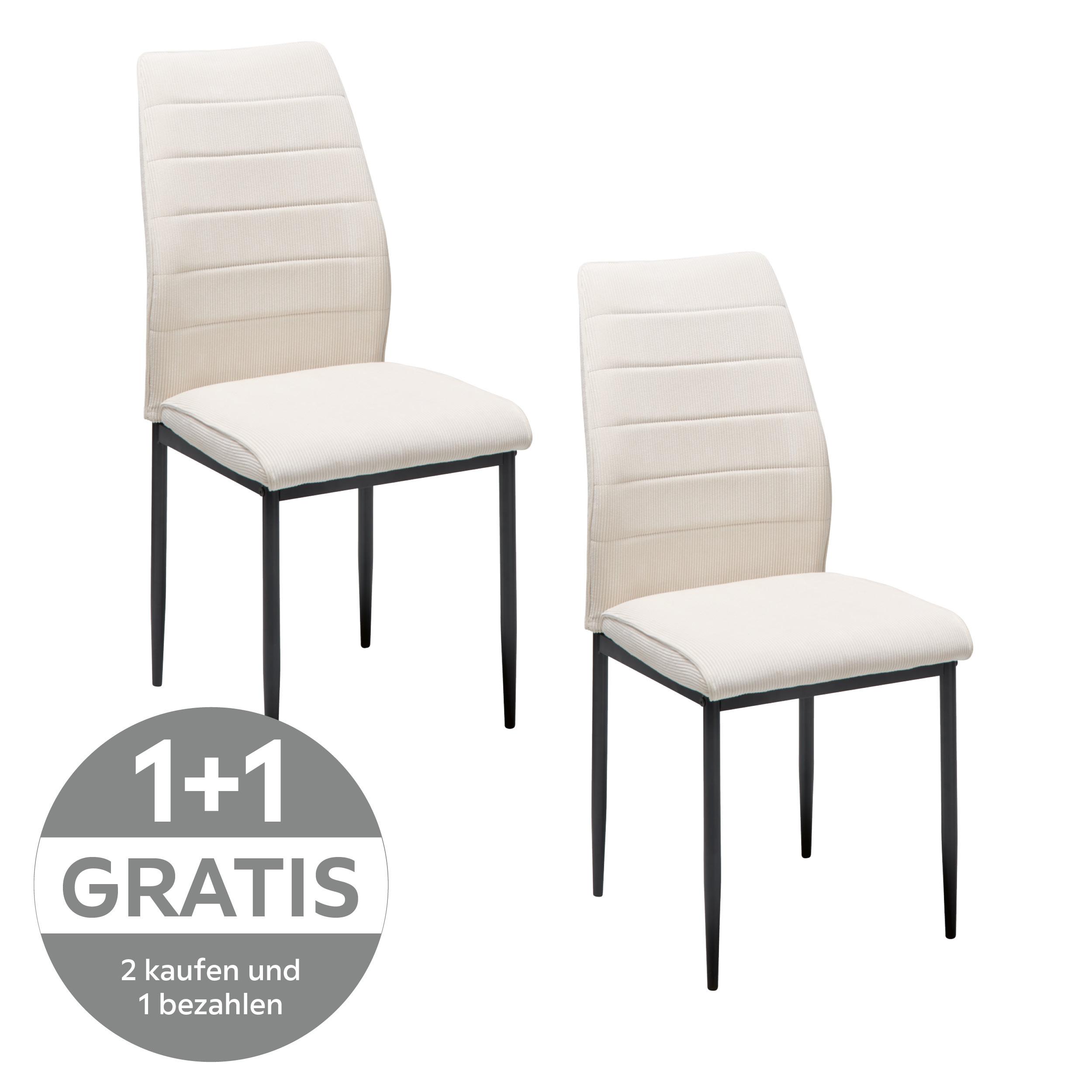 Stuhl Ratford - Beige/Schwarz, LIFESTYLE, Textil/Metall (44/96/58cm) - Livetastic