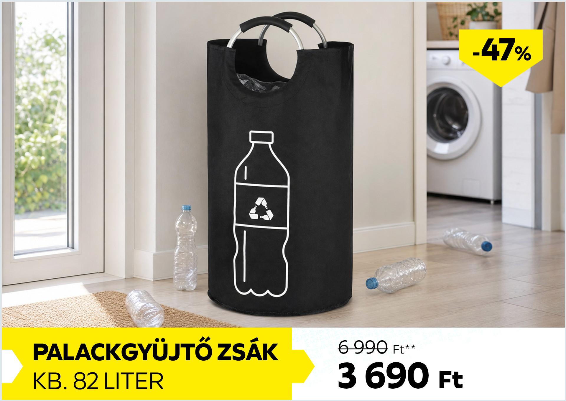 Pet palackgyüjtő zsák, kb. 82 liter űrtartalom 6990 Forint helyett 3690 Forint, kedvezmény mértéke 47%