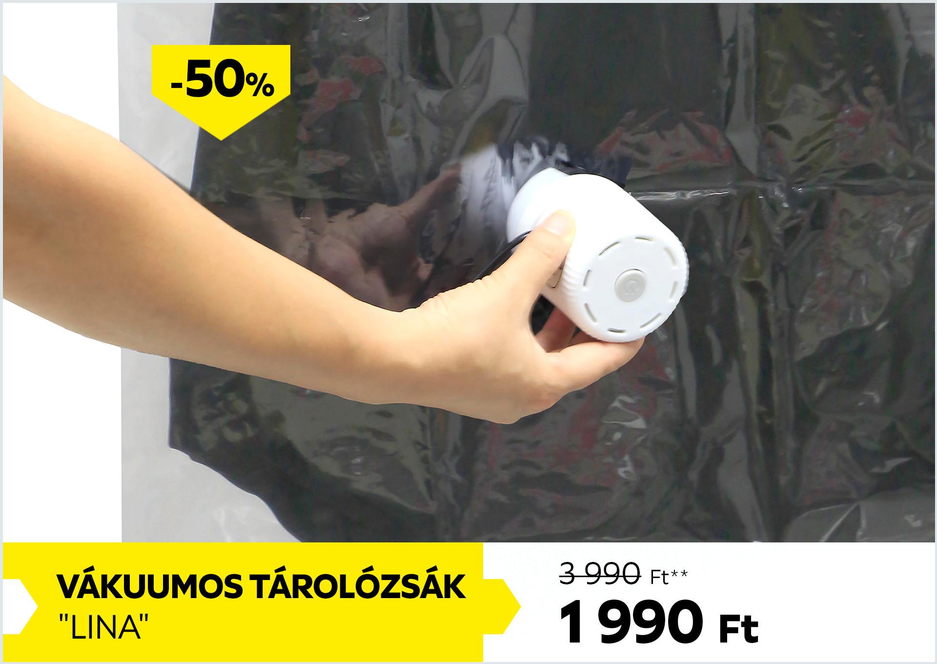Vákuumos tárolózsák LINA 3990Forint helyett 1990Forint kedvezmény mértéke 50%