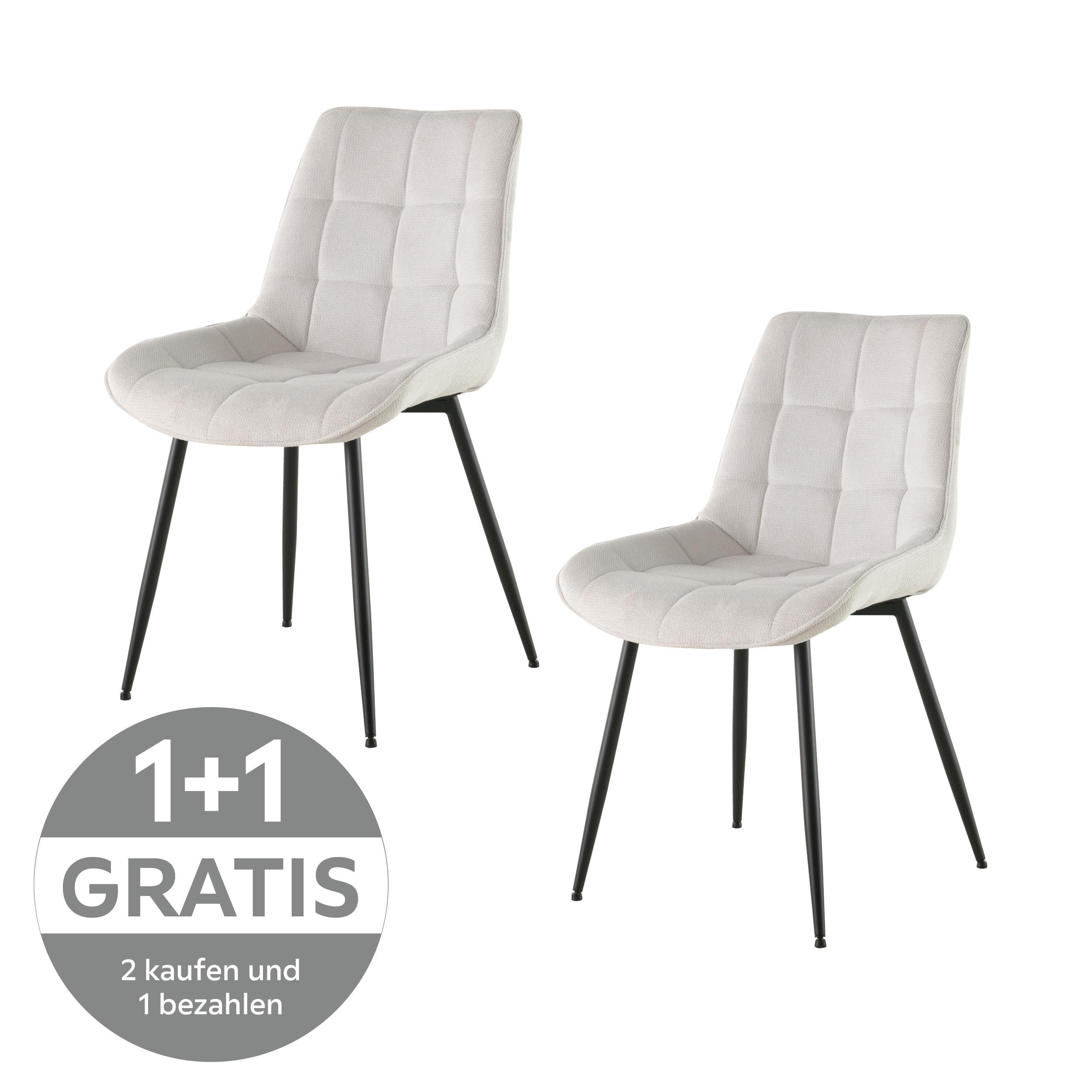 Polsterstuhl Lenny Leinenoptik Weiß - Schwarz/Weiß, LIFESTYLE, Holz/Textil (54/88/60cm) - Livetastic