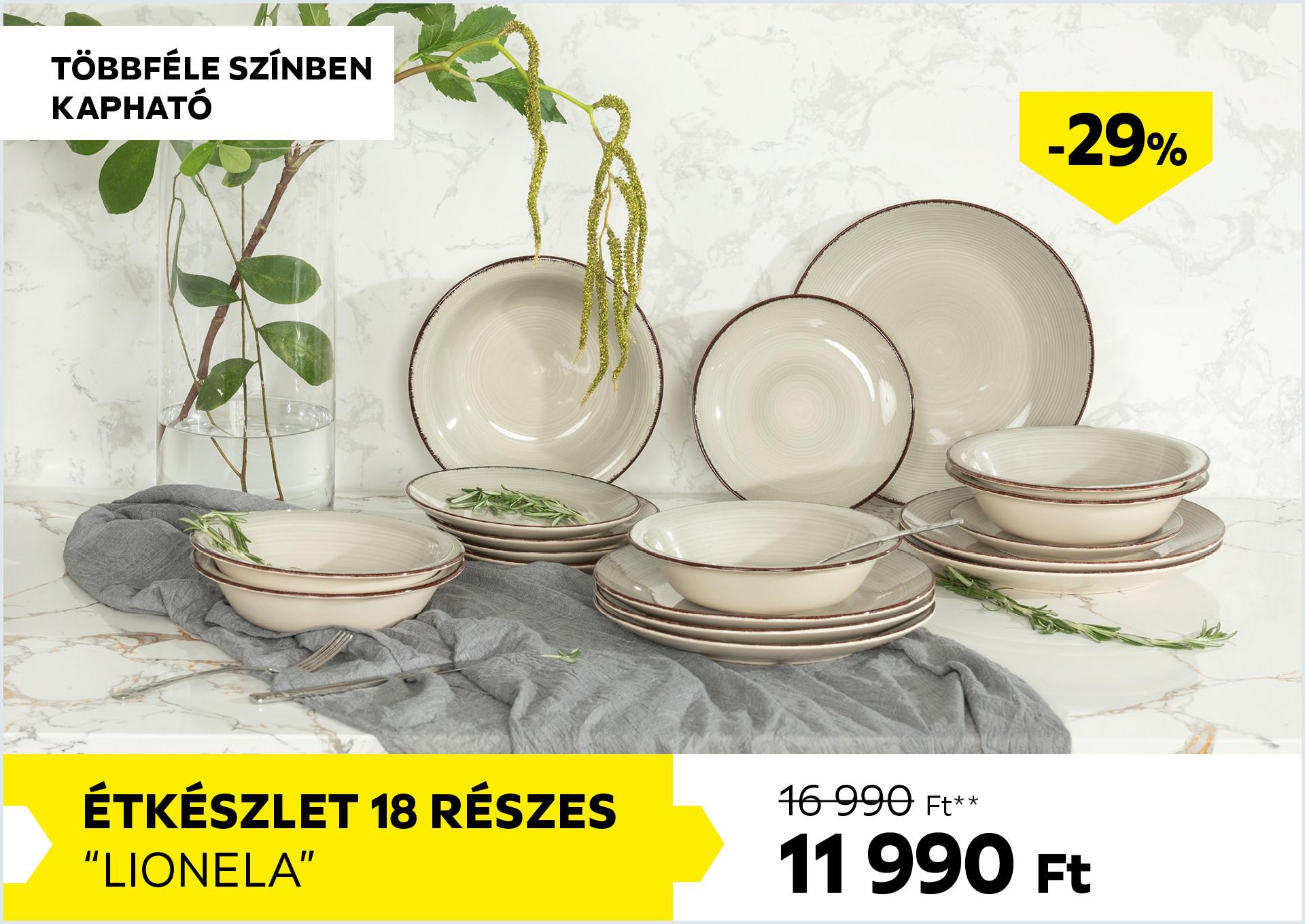Étkészlet 18 részes LIONELA 16990Forint helyett 11990Forint kedvezmény mértéke 29%