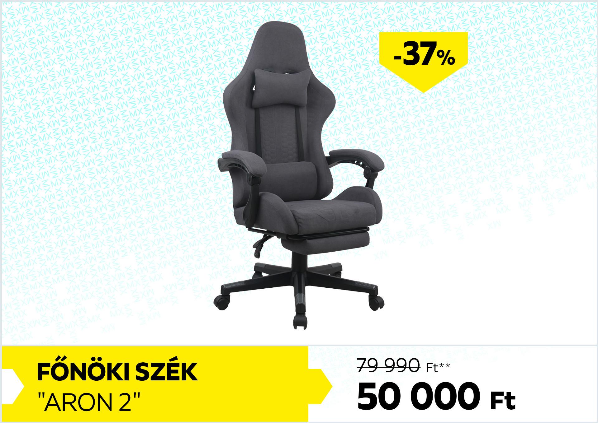 Főnöki szék Aron 2 79990Forint helyett 50000Forint kedvezmény mértéke 37%