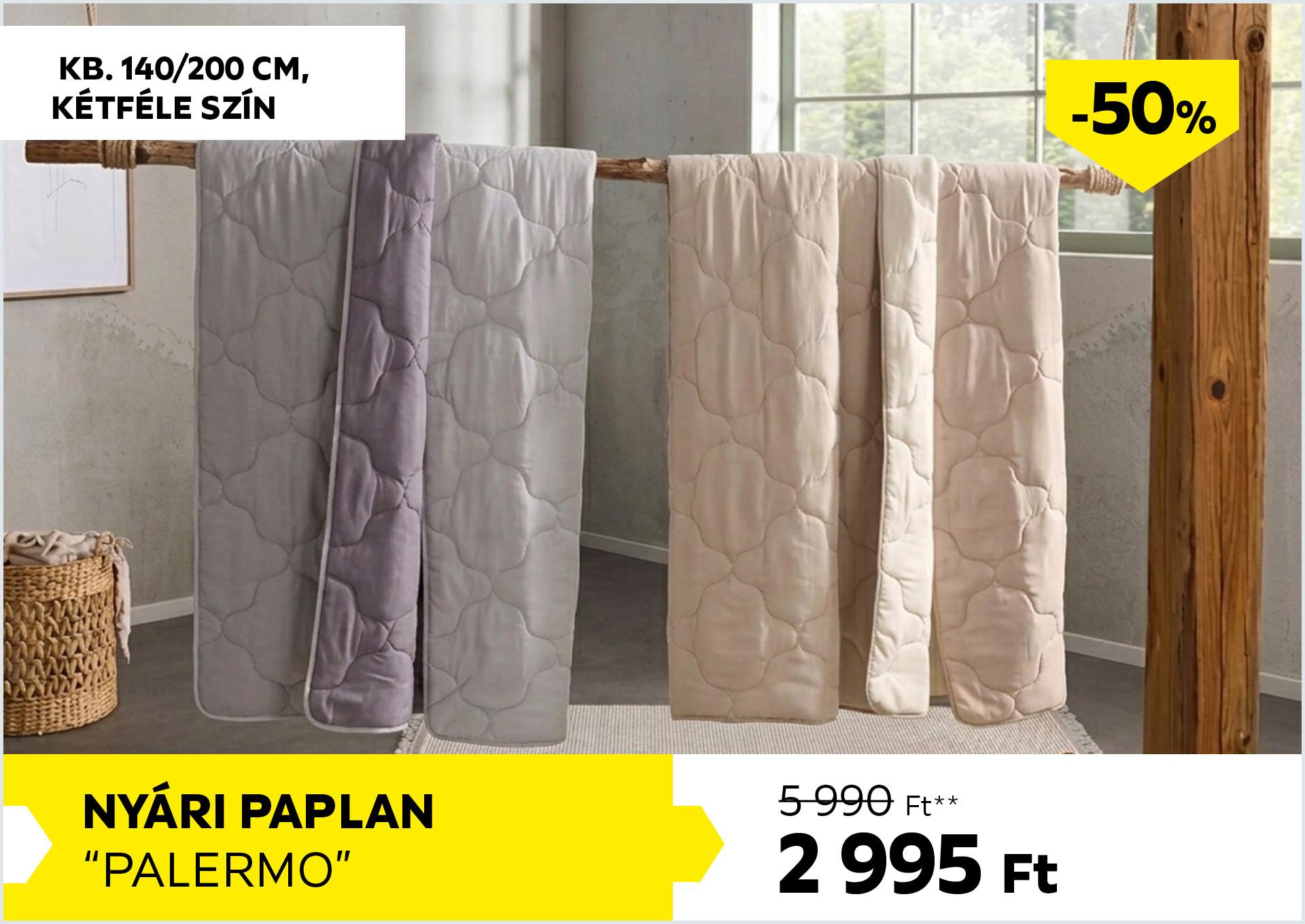 Nyári paplan kb. 140/200cm PALERMO 5990Forint helyett 2995Forint kedvezmény mértéke 50%