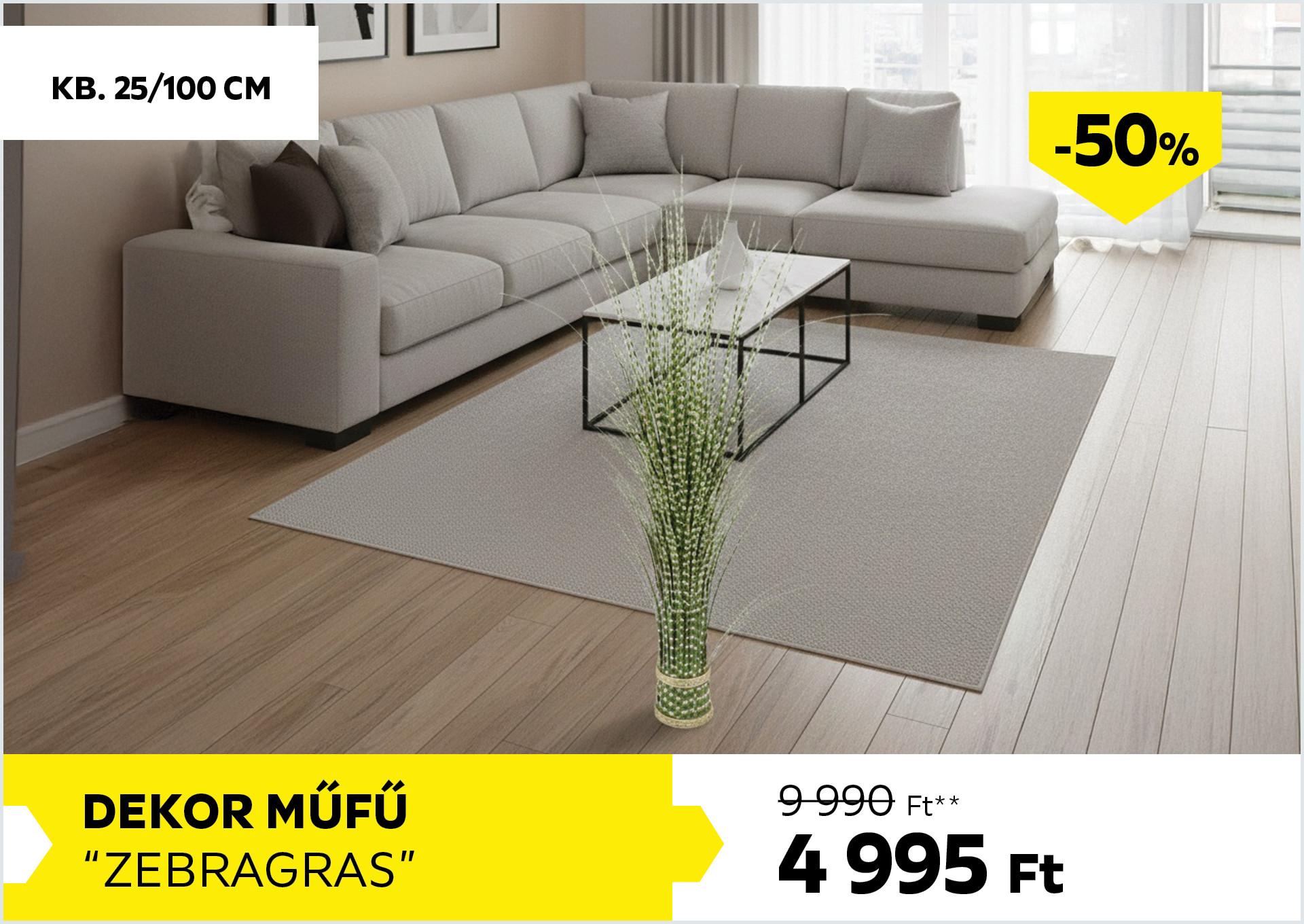 Dekor műfű kb. 25/100cm ZEBRAGRAS 9990Forint helyett 4995Forint kedvezmény mértéke 50%