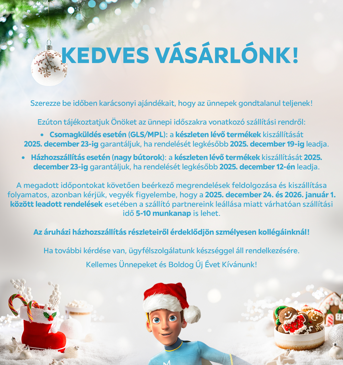 Online rendelések leadási határideje az ünnepek előtt a Möbelixnél
