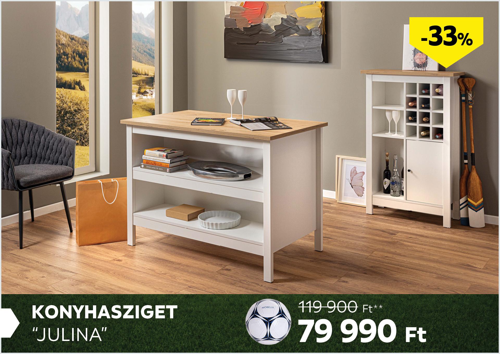 Konyhasziget Julina 119900Forint helyett 79990Forint kedvezmény mértéke 33%