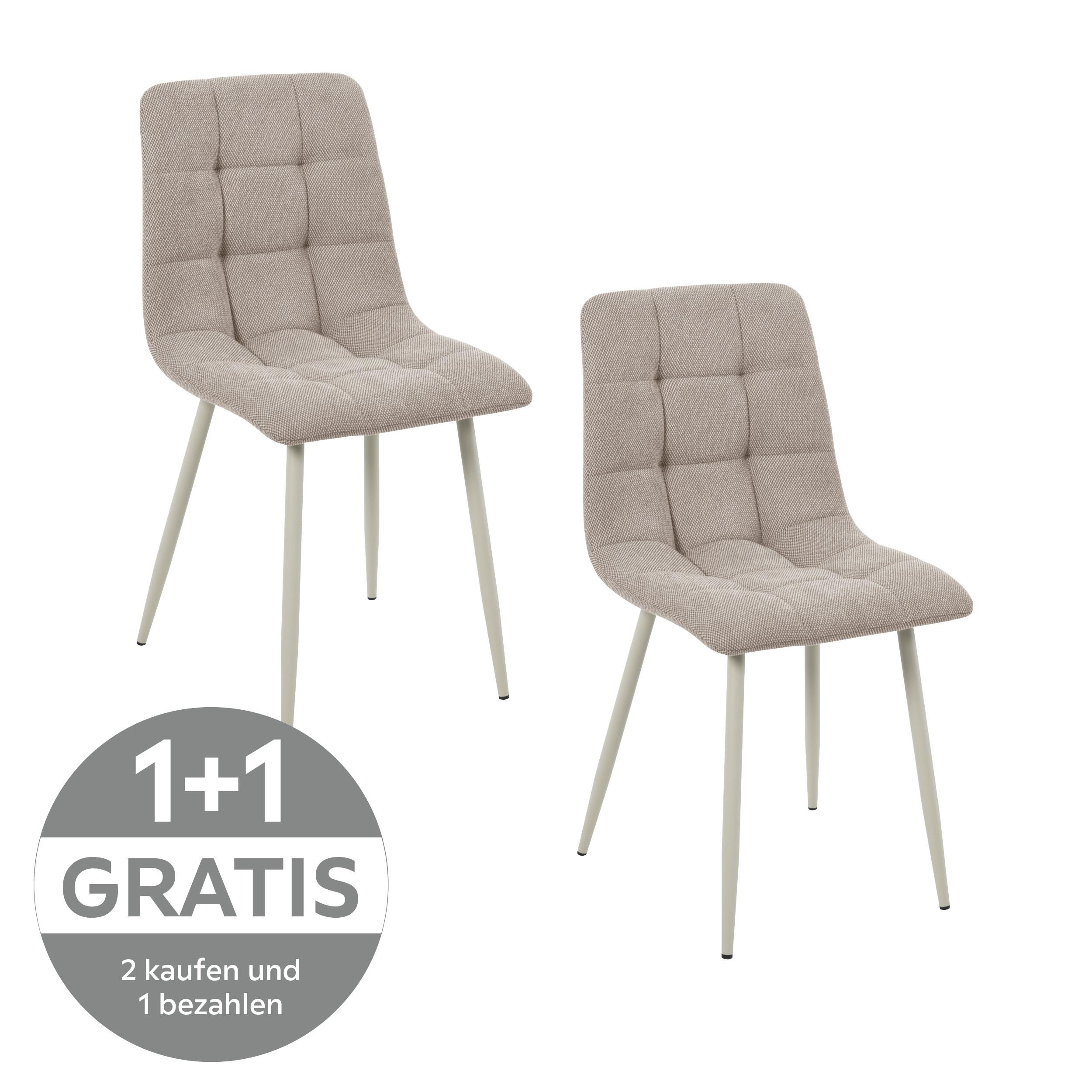 Polsterstuhl Adea Leinenoptik taupe - Taupe/Beige, KONVENTIONELL, Holz/Textil (45/88/55cm) - Livetastic