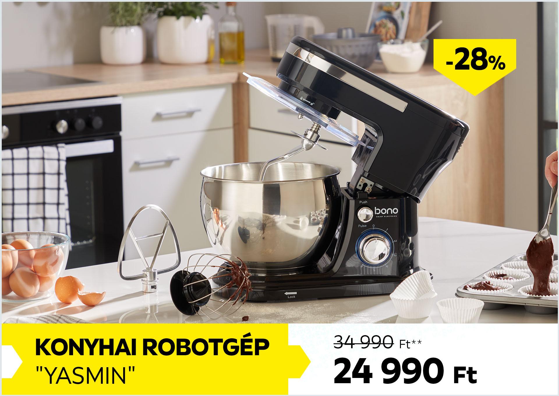 Konyhai robotgép YASMIN 34990Forint helyett 24990Forint kedvezmény mértéke 28%