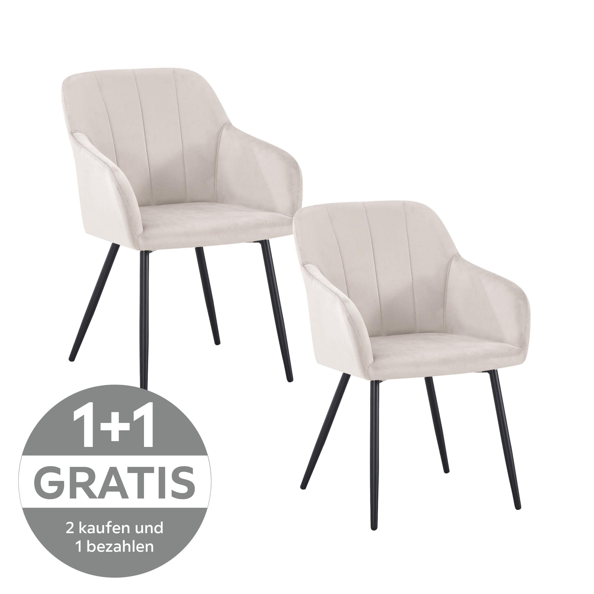 Armlehnstuhl Jenke Samt beige - Beige/Schwarz, KONVENTIONELL, Textil/Metall (56/82/62cm) - Nedis SmartLife