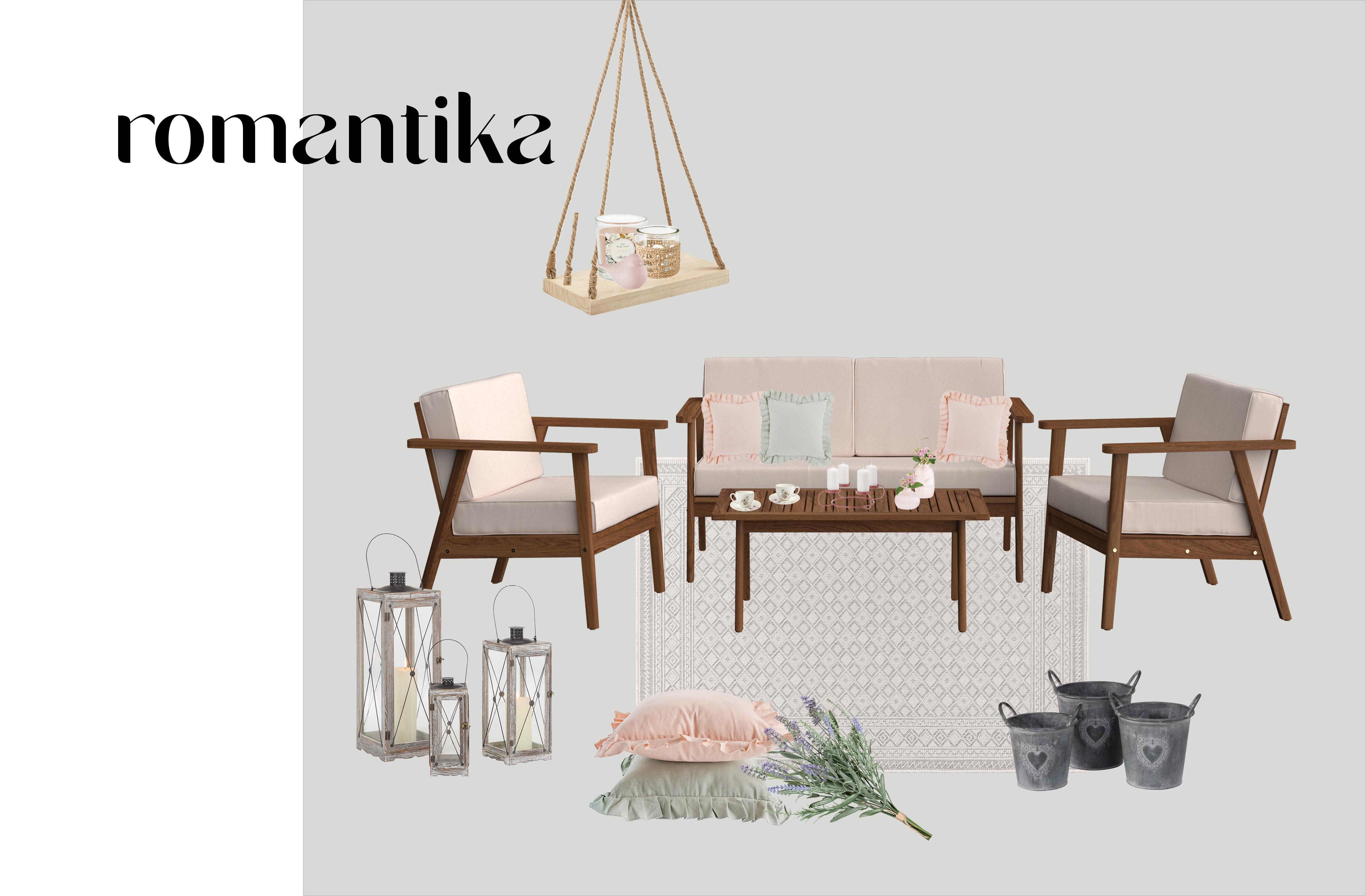 balkónový nábytok a doplnky v romantickom štýle