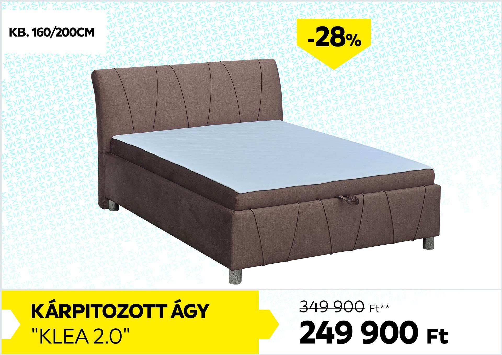 Kárpitozott ágy Klea 2.0 349900Forint helyett 249900Forint kedvezmény mértéke 28%