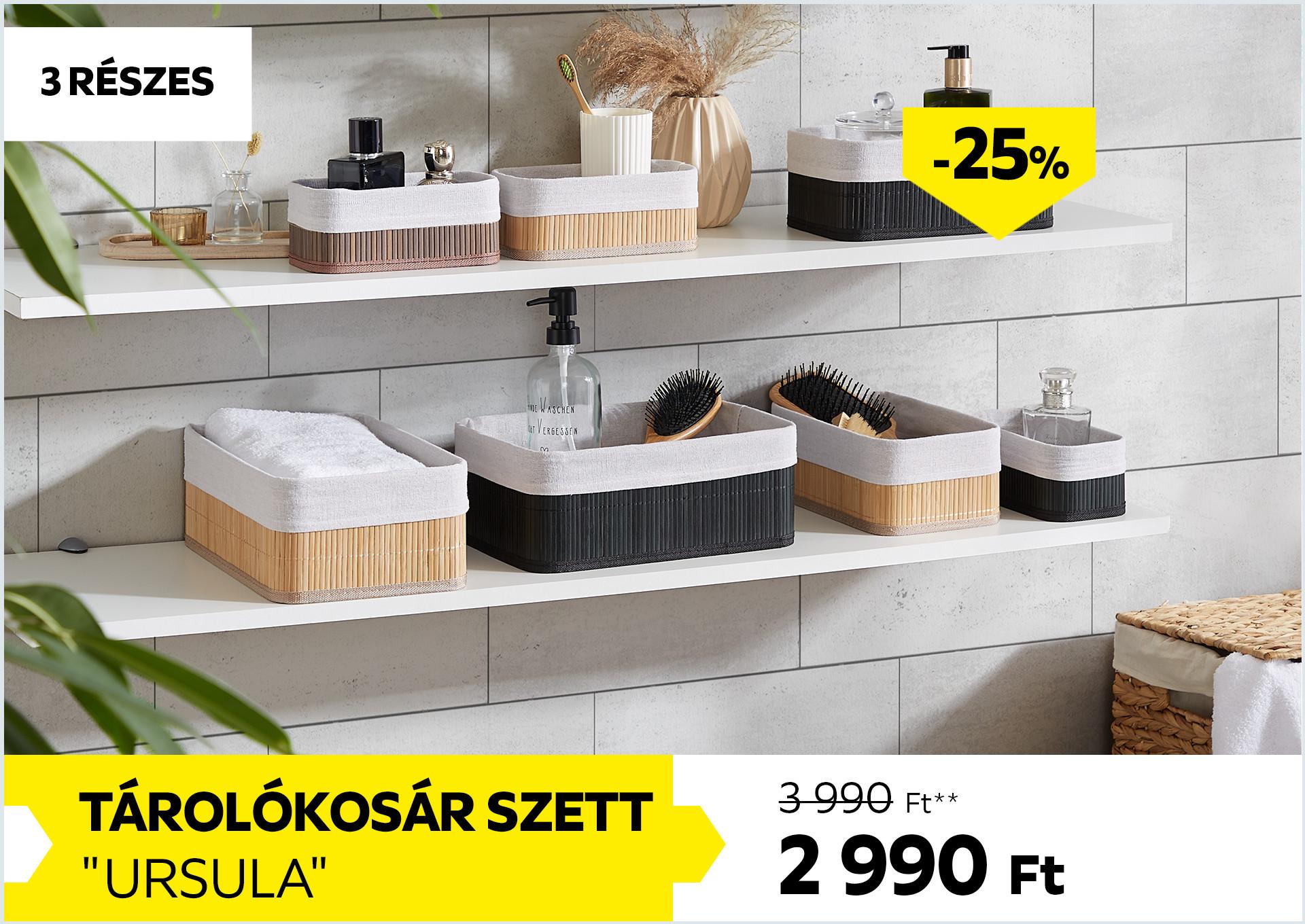 3 részes tárolókosár szett URSULA 3990Forint helyett 2990Forint kedvezmény mértéke 25%
