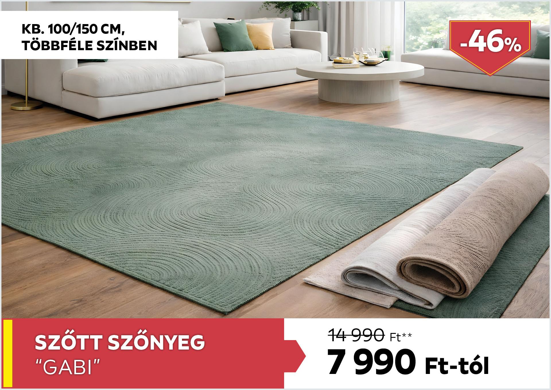 Szőtt szőnyeg kb. 100/150cm GABI 14990Forint helyett 7990Forint kedvezmény mértéke 46%