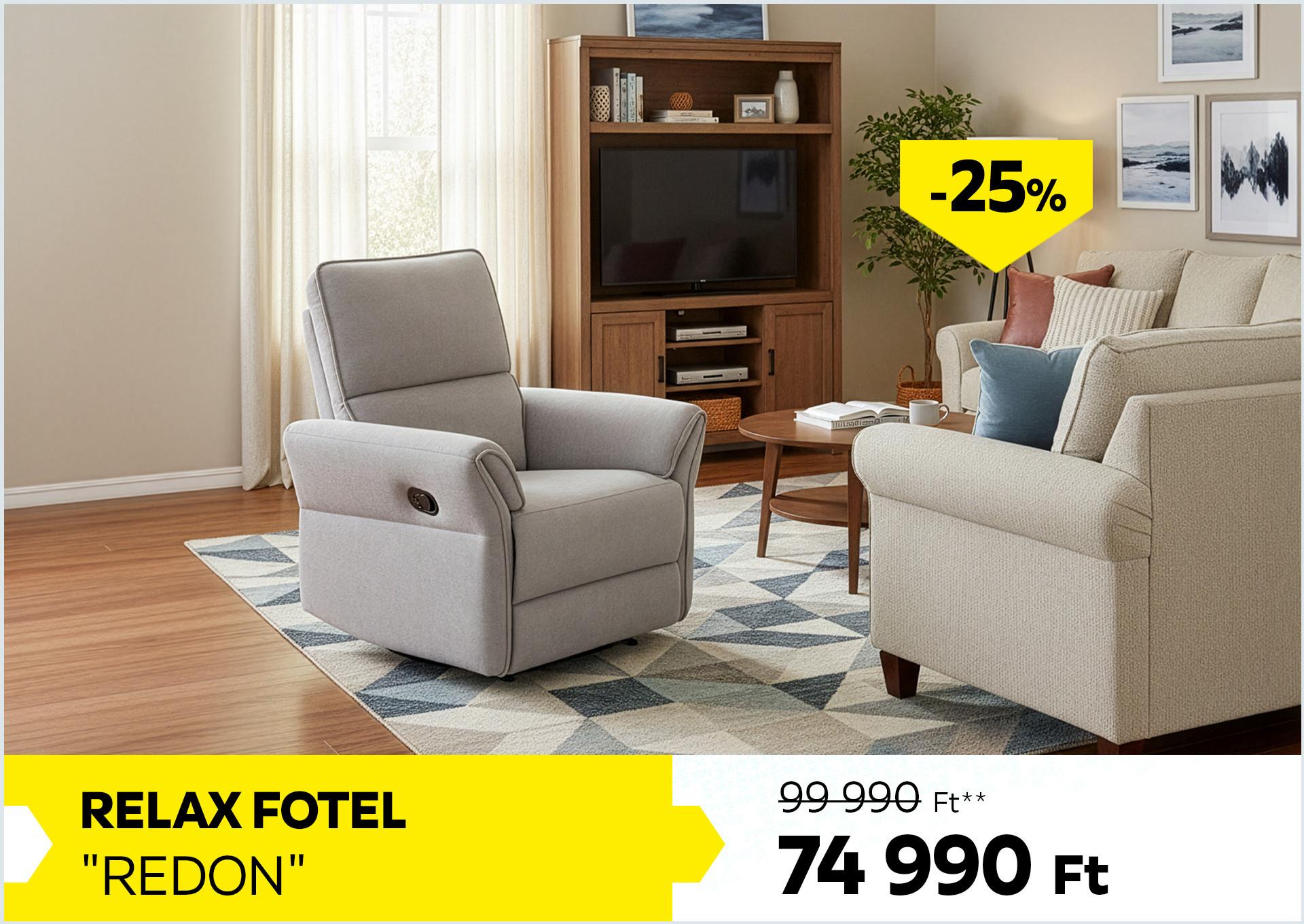 Relax fotel REDON 99990 Forint helyett 74990 Forint, kedvezmény mértéke: 25%