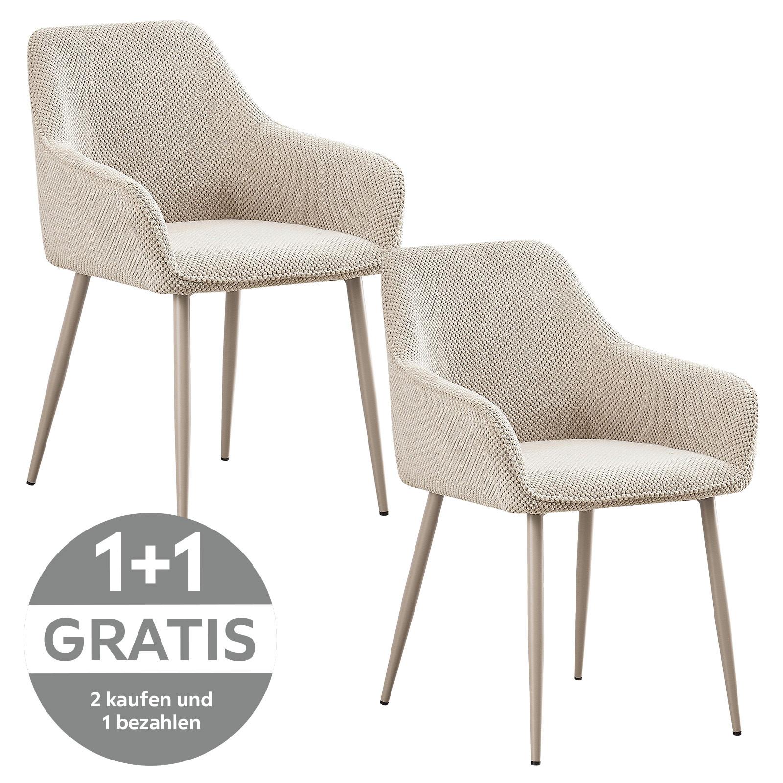 Armlehnstuhl Cora Creme Gepolstert - Beige/Creme, MODERN, Textil/Metall (56/81/62cm) - MID.YOU