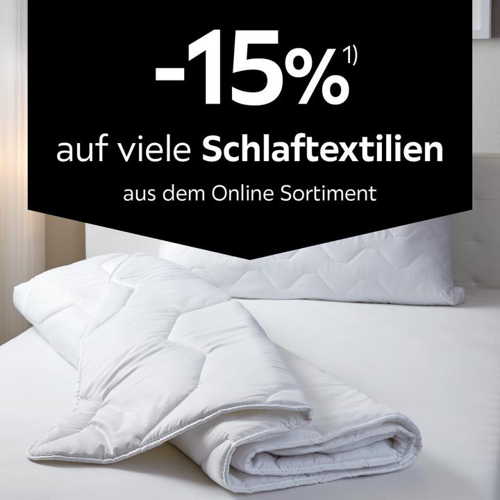 -15% auf viele Schlaftextilien aus dem Online-Super-Schnäppchen-Sortiment
