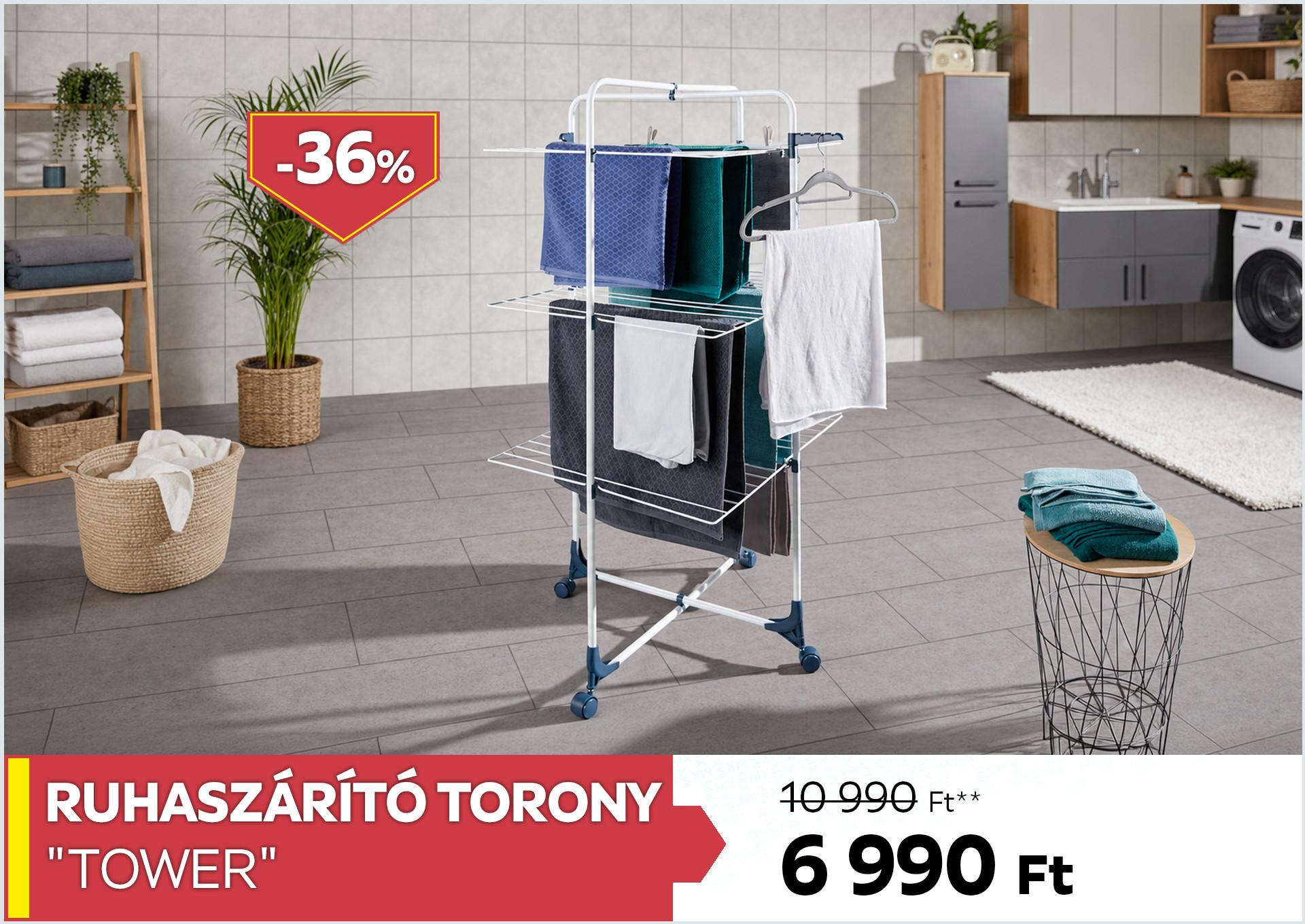 Ruhaszárító torony TOWER 10990 Forint helyett 6990 Forint, kedvezmény mértéke: 36%