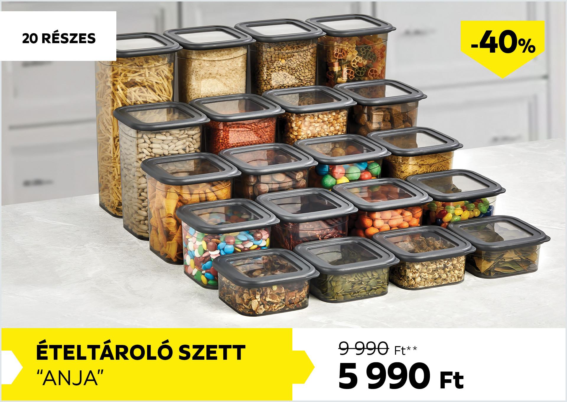 Ételtároló szett 20 részes ANJA 9990Forint helyett 5990Forint kedvezmény mértéke 40%
