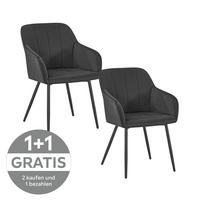 Armlehnstuhl Jenke Samt schwar gepolstert - Schwarz, KONVENTIONELL, Textil/Metall (56/82/62cm) - Nedis SmartLife