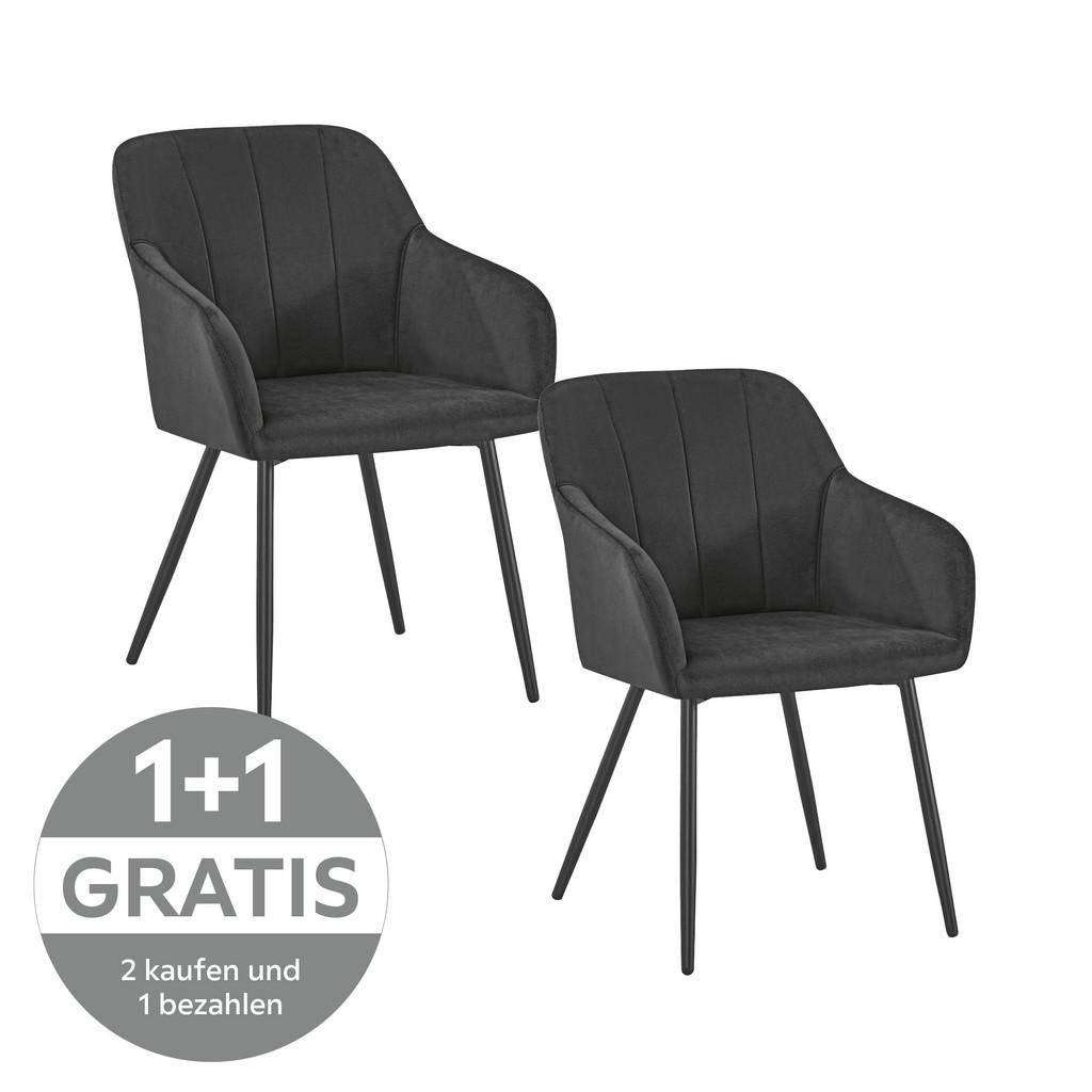 Armlehnstuhl Jenke Samt schwar gepolstert