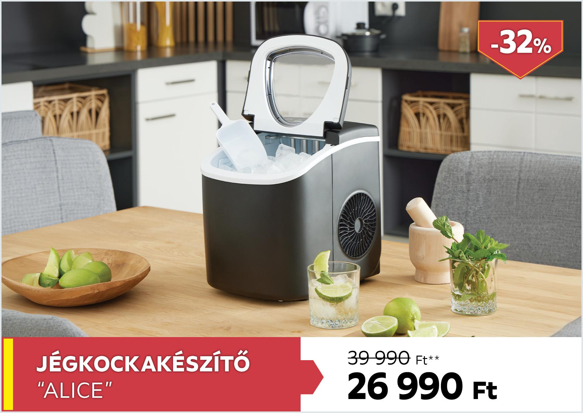 Jégkockakészítő ALICE 39990Forint helyett 26990Forint kedvezmény mértéke 32%