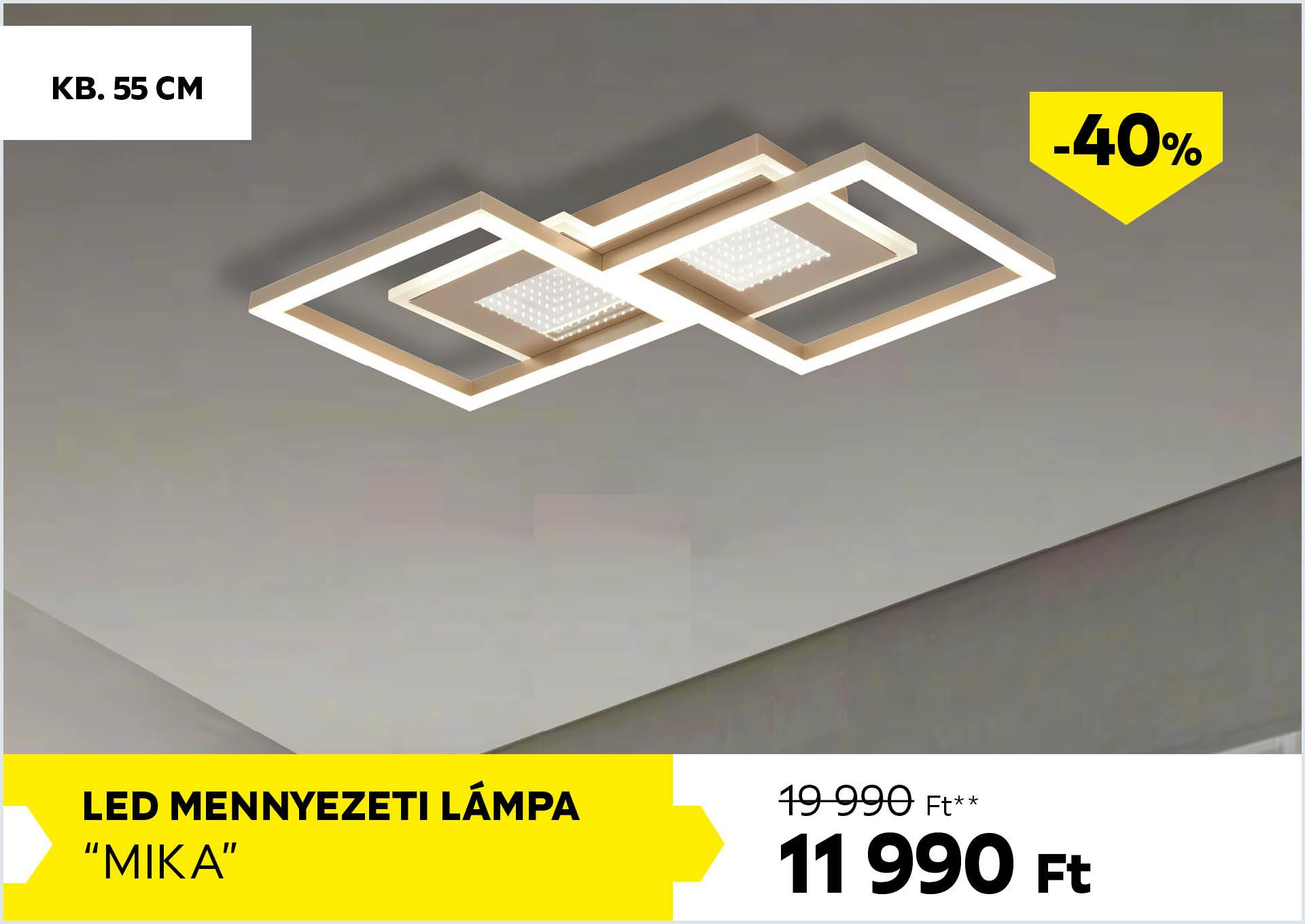 LED mennyezeti lámpa kb. 55cm MIKA 19990Forint helyett 11990Forint kedvezmény mértéke 40%