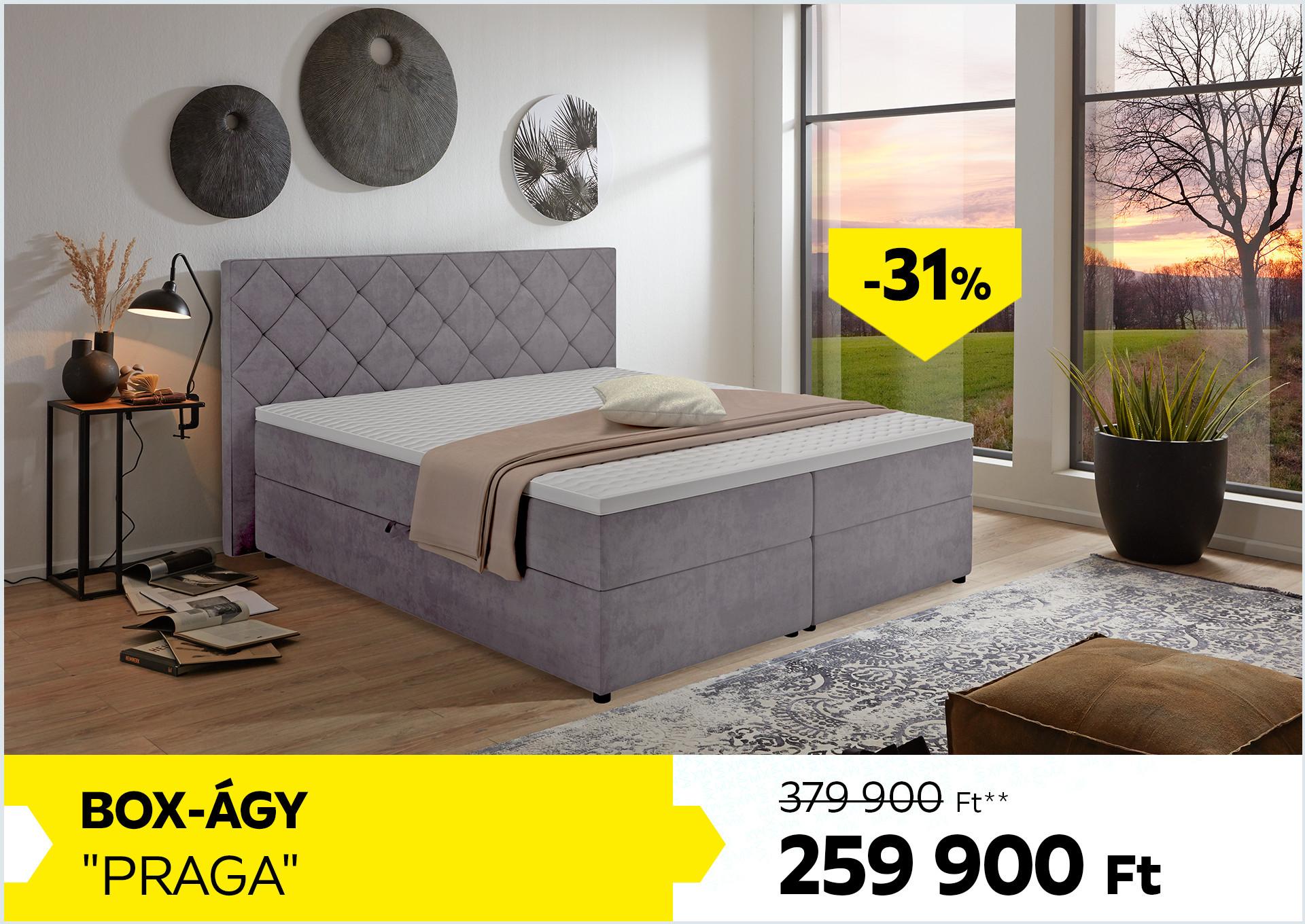 Box-ágy Praga 379900Forint helyett 259900Forint kedvezmény mértéke 31%