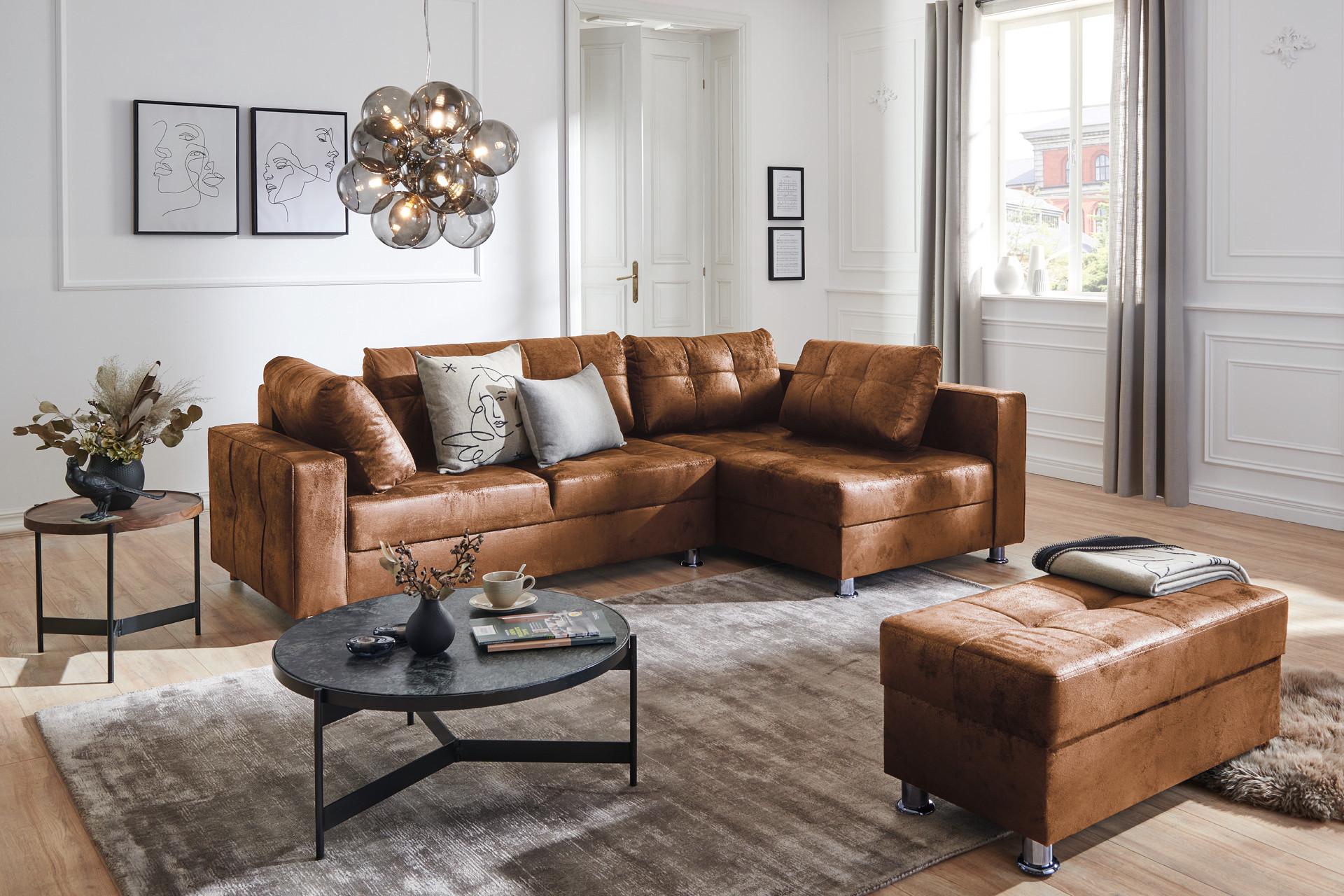 braunes Ecksofa im Lederlook