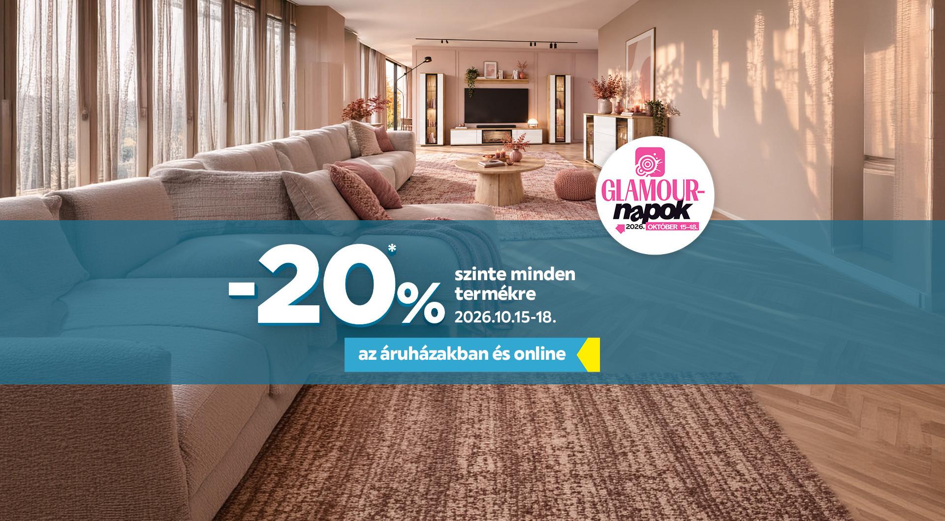 GLAMOUR-napok, -20%* szinte minden termékre 2026.10.15. és 2026.10.18. között az áruházakban és online!