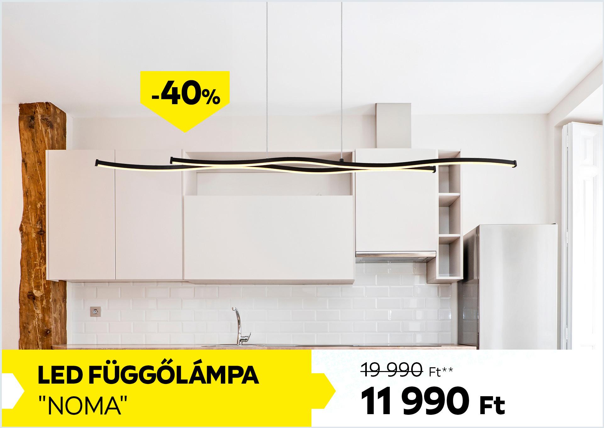 LED függőlámpa NOMA 19990Forint helyett 11990Forint kedvezmény mértéke 40%
