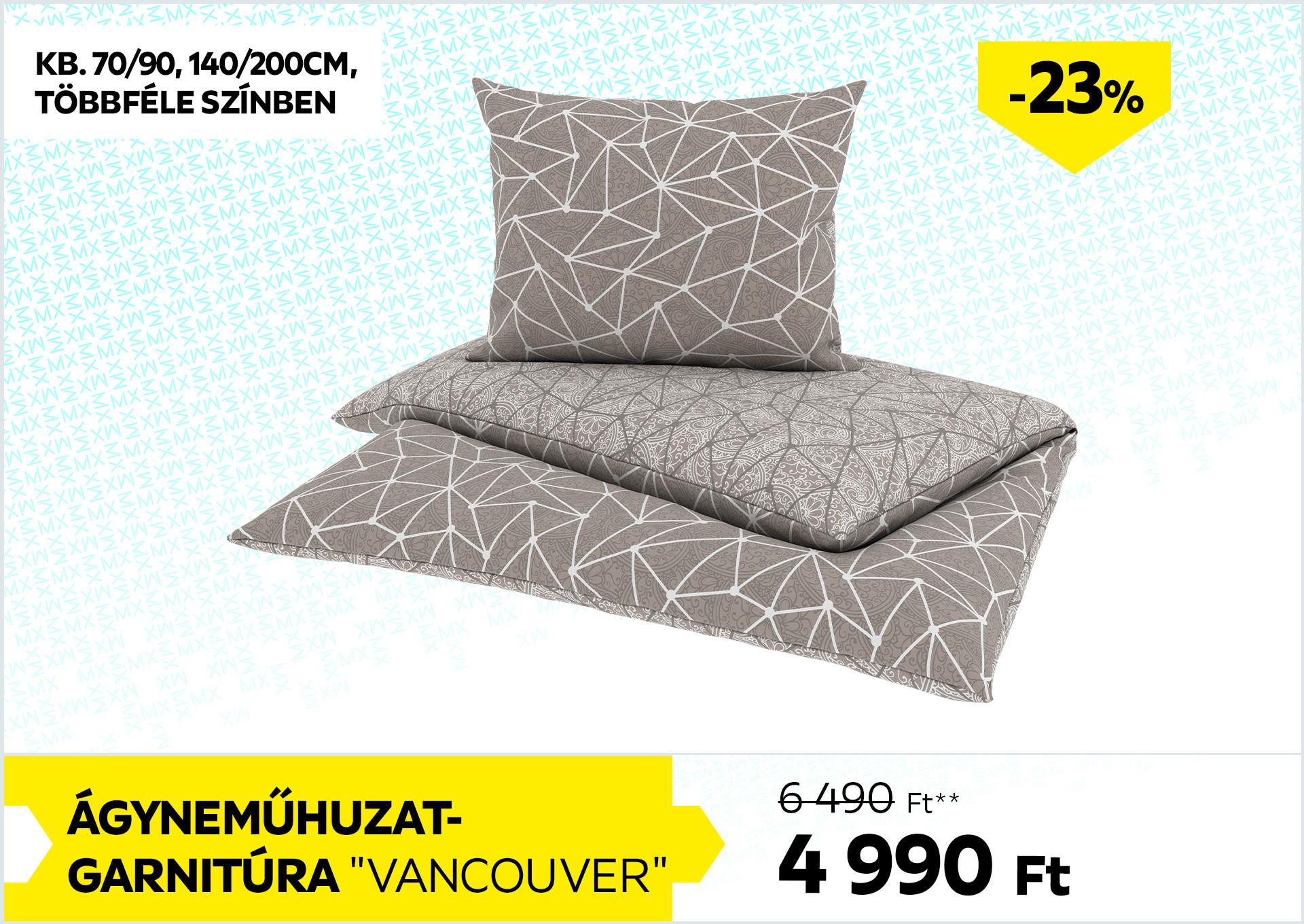 Ágyneműhuzat-garnitúra kb. 70/90, 140/200cm VANCOUVER 6490Forint helyett 4990Forint kedvezmény mértéke 23%