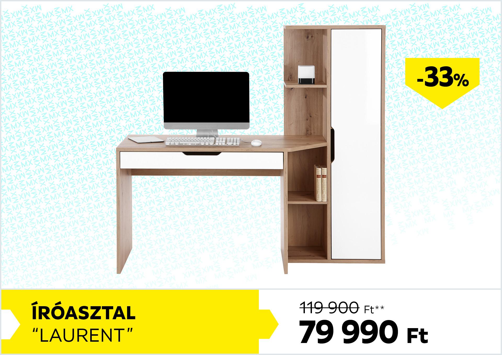 Íróasztal Laurent 119900Forint helyett 79990Forint kedvezmény mértéke 33%