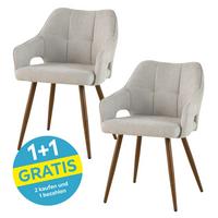 Armlehnenstuhl Jamie Hellgrau Gepolstert - Walnussfarben/Hellgrau, LIFESTYLE, Holz/Textil (55/80/60cm) - MID.YOU