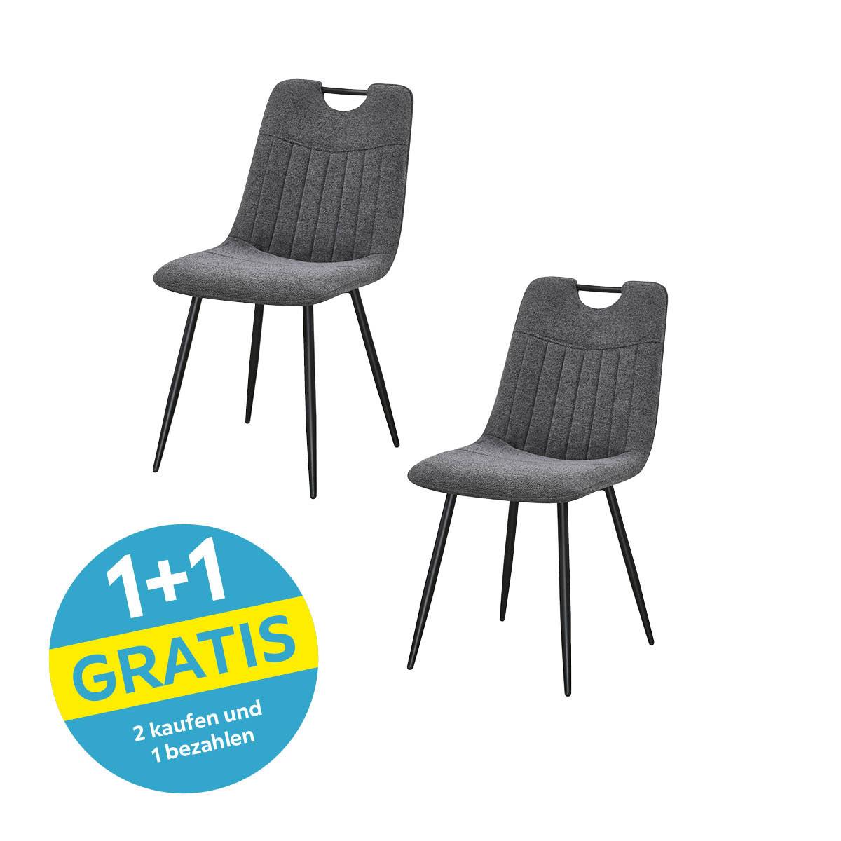 Vierfußstuhl Nils Giga-S - Schwarz/Grau, MODERN, Textil/Metall (45/86/60cm)