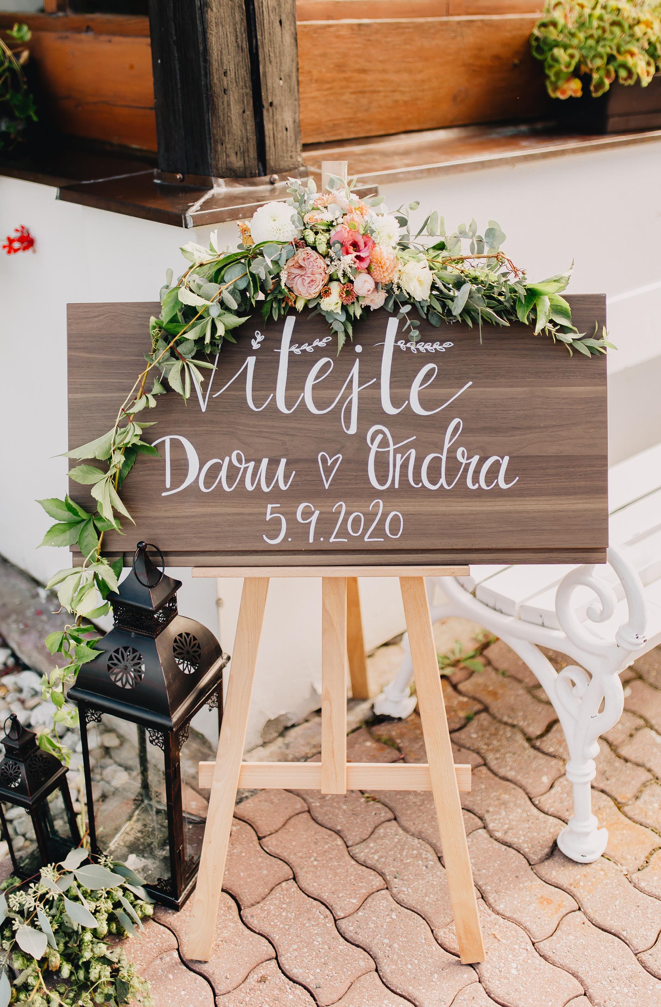 vintage svadba, uvítacia tabuľa DIY