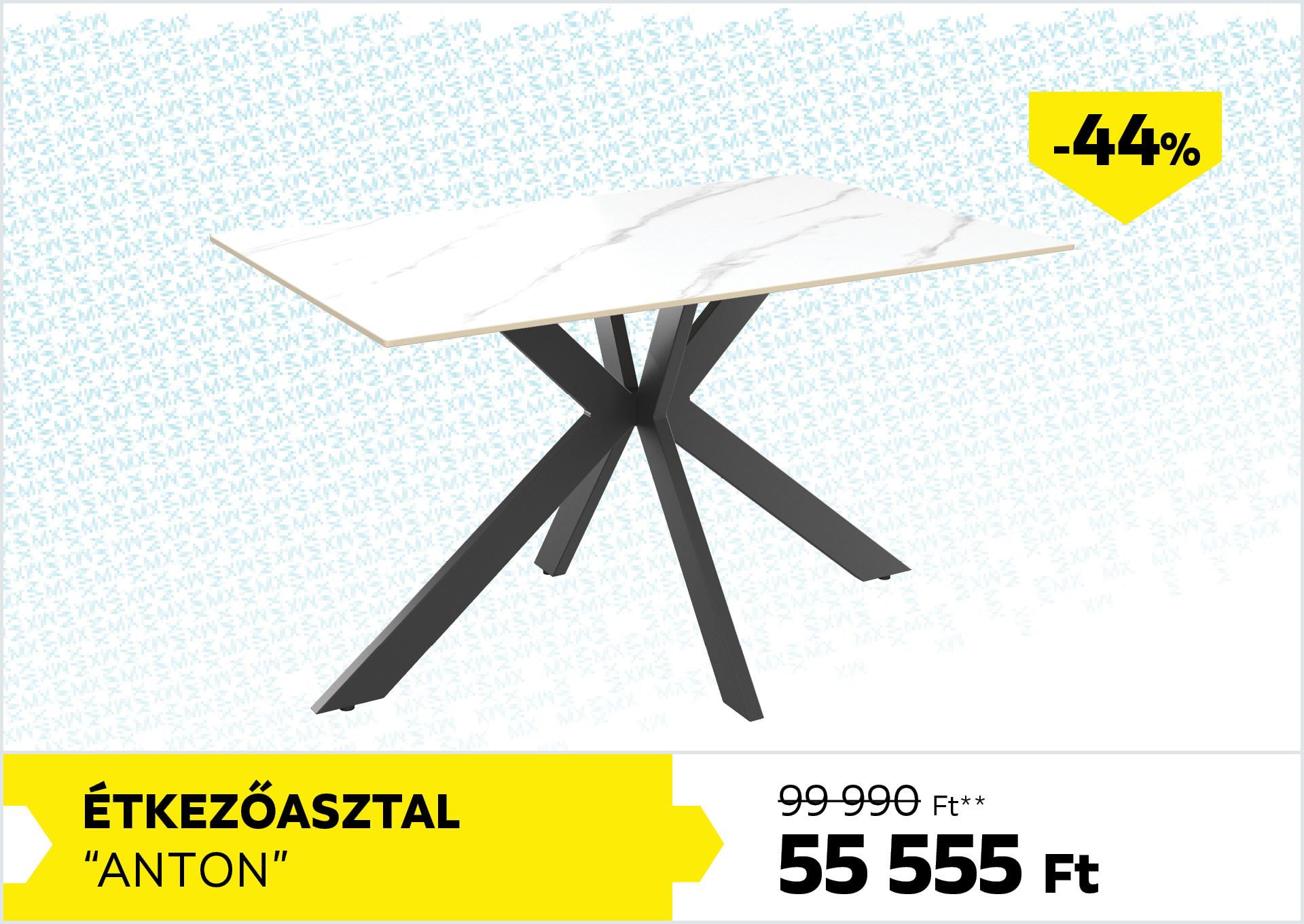 Étkezőasztal Anton 99990Forint helyett 55555Forint kedvezmény mértéke 44%