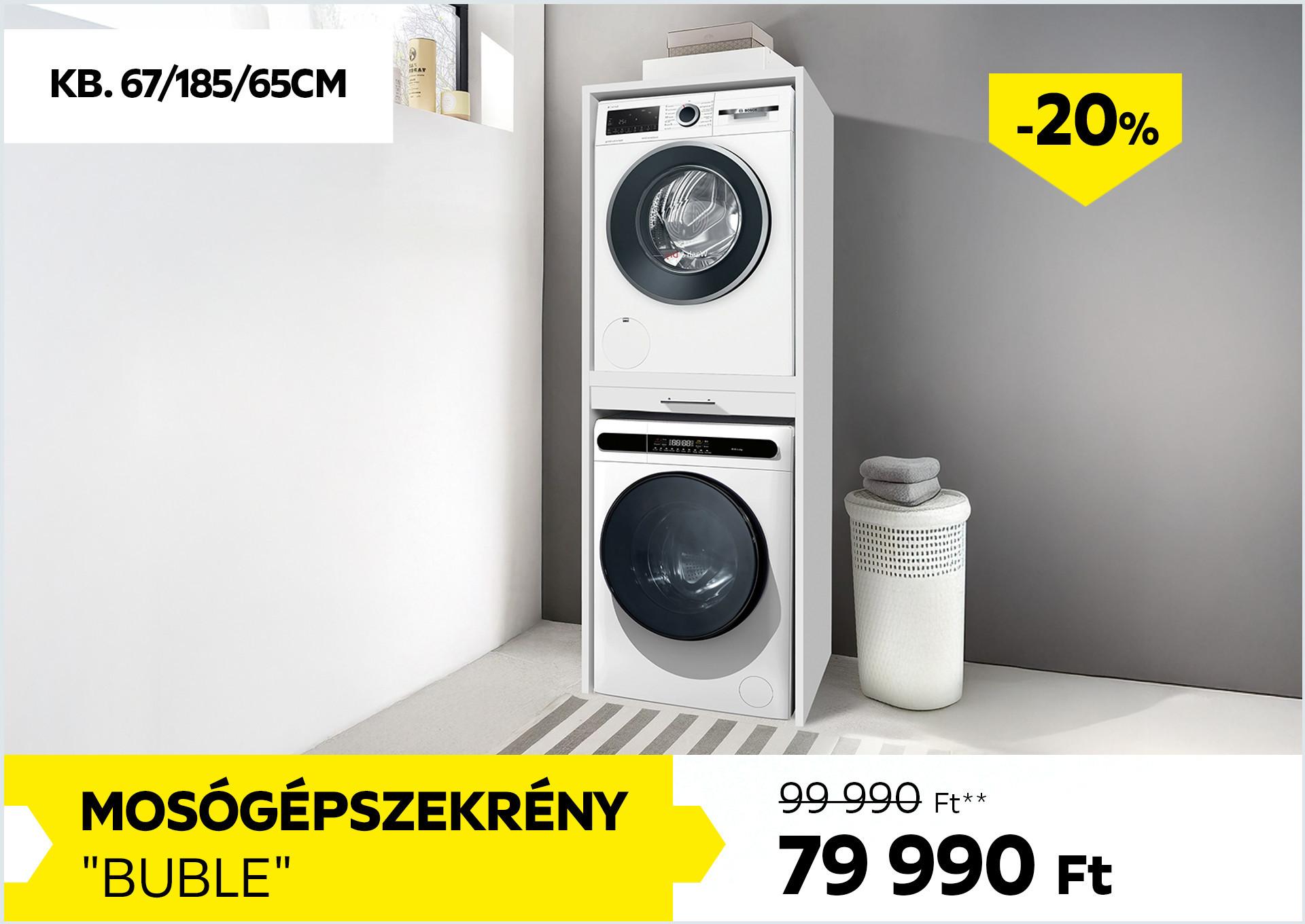 MOSÓGÉPSZEKRÉNY BUBLE 99990Forint helyett 79990Forint kedvezmény mértéke 20%