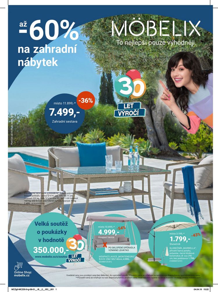až -60% na zahradní nábytek