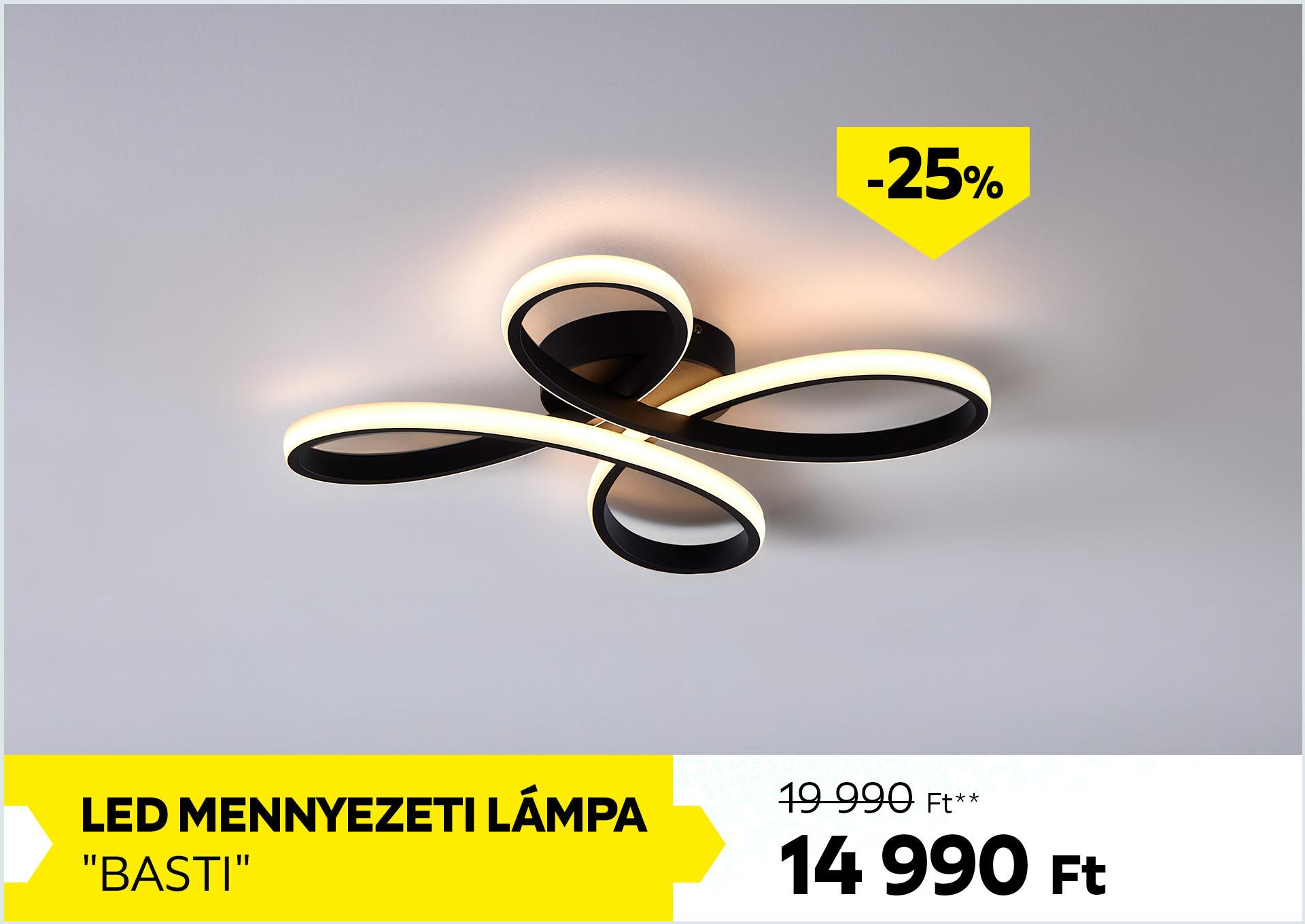 LED mennyezeti lámpa BASTI 19990Forint helyett 14990Forint kedvezmény mértéke 25%