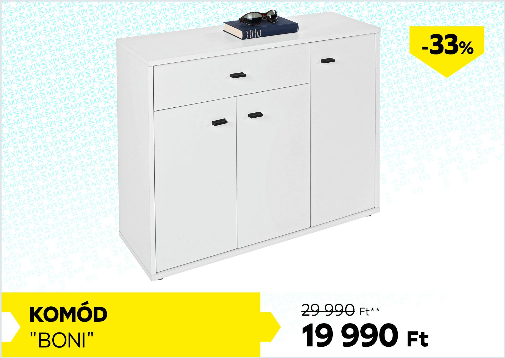 Komód BONI 29990 Forint helyett 19990 Forint, kedvezmény mértéke 33%