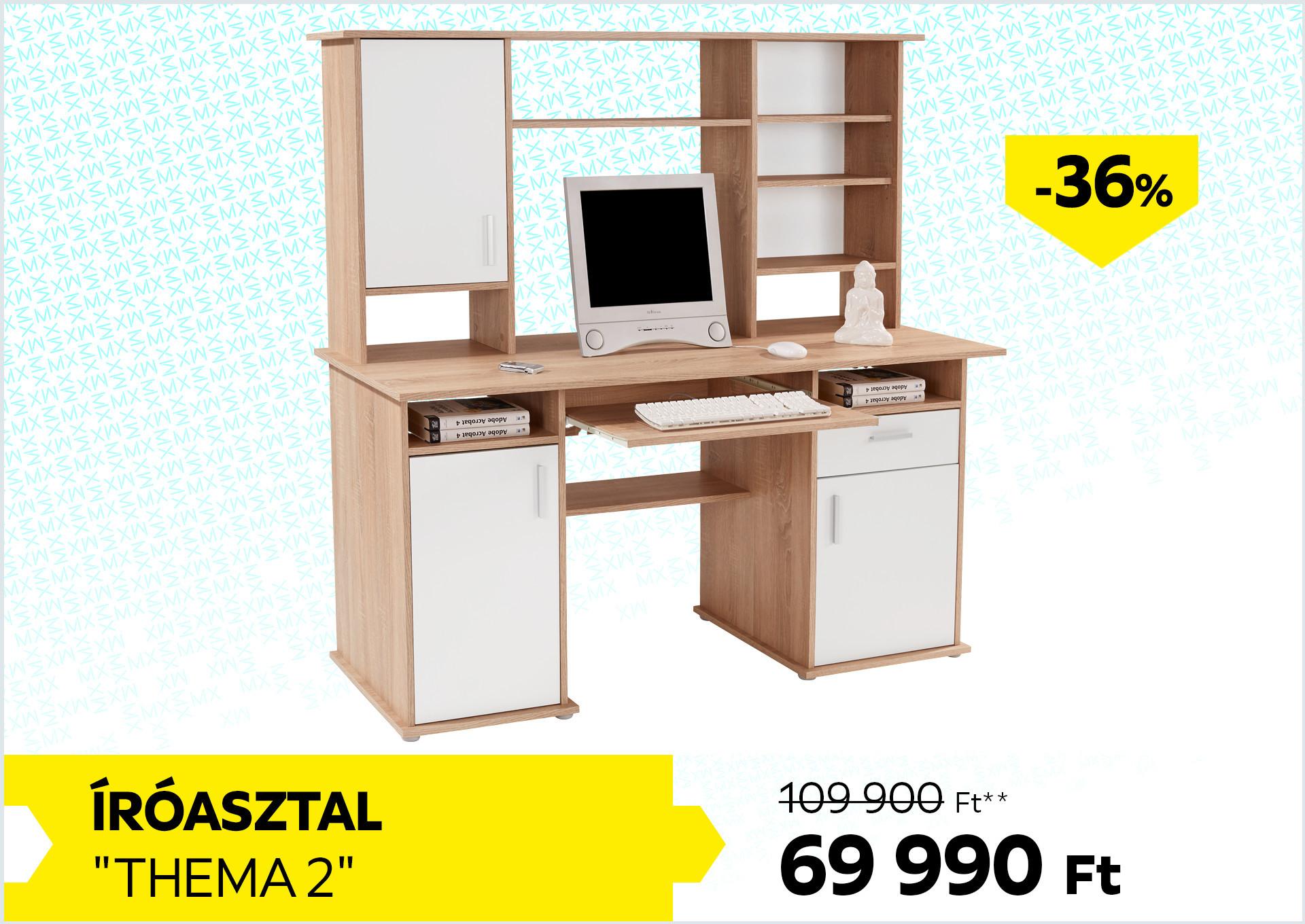 Íróasztal THEMA 2 109900 Forint helyett 69990 Forint, kedvezmény mértéke: 36%