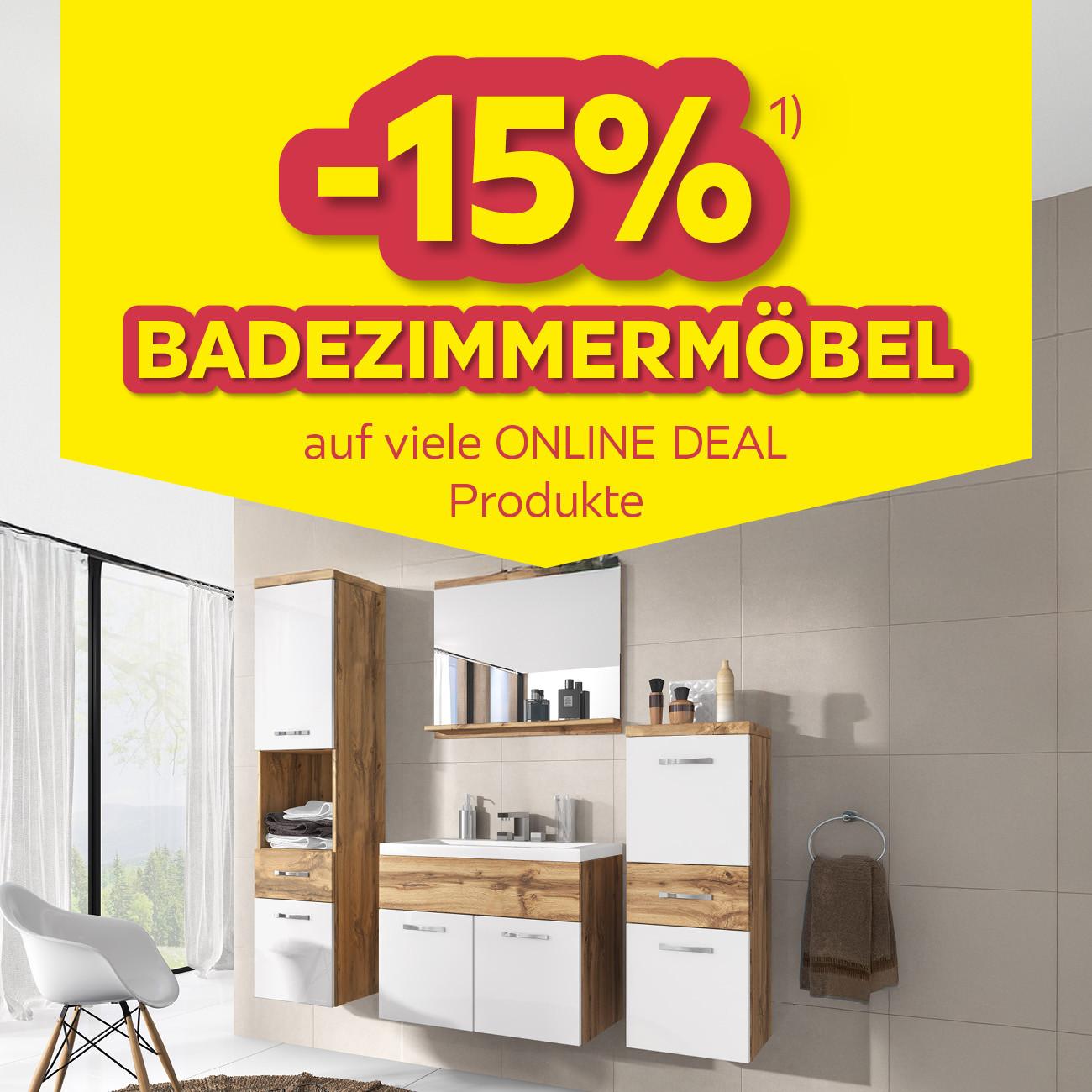 -15% Badezimmermöbel auf viele Online DEAL Produkte