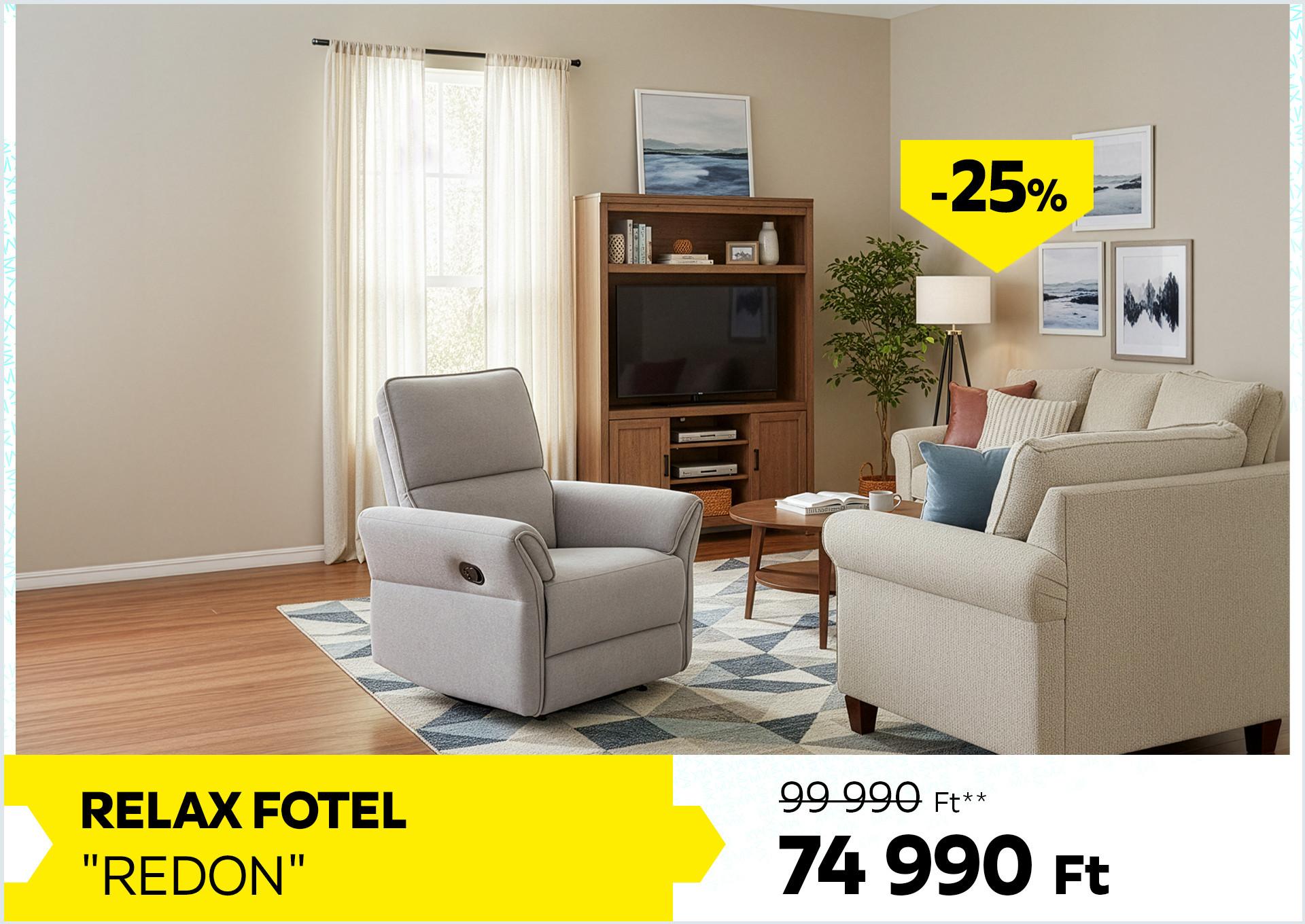 Relax fotel REDON 99990 Forint helyett 74990 Forint, kedvezmény mértéke: 25%