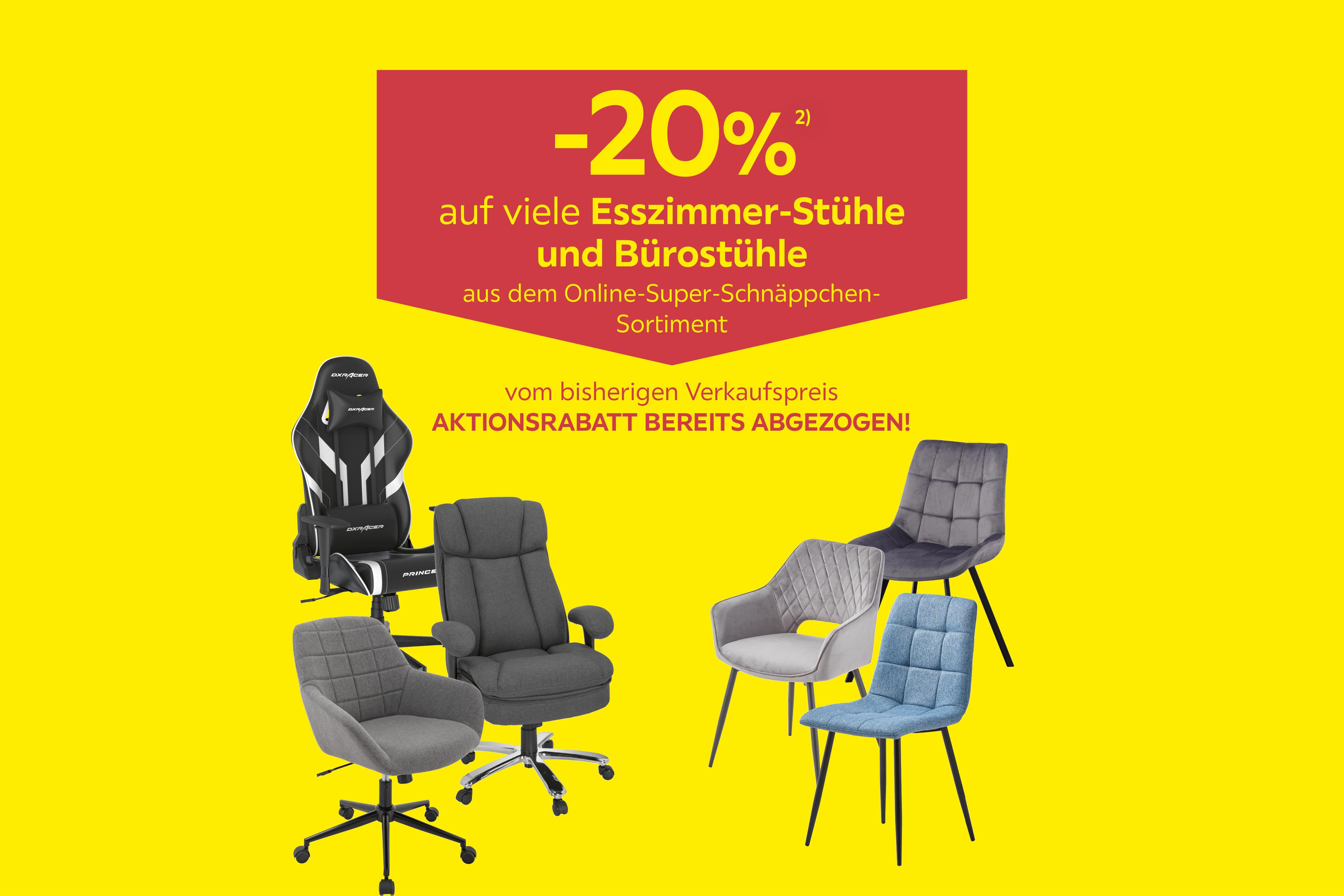 -20% auf viele Esszimmer-Stühle und Bürostühle