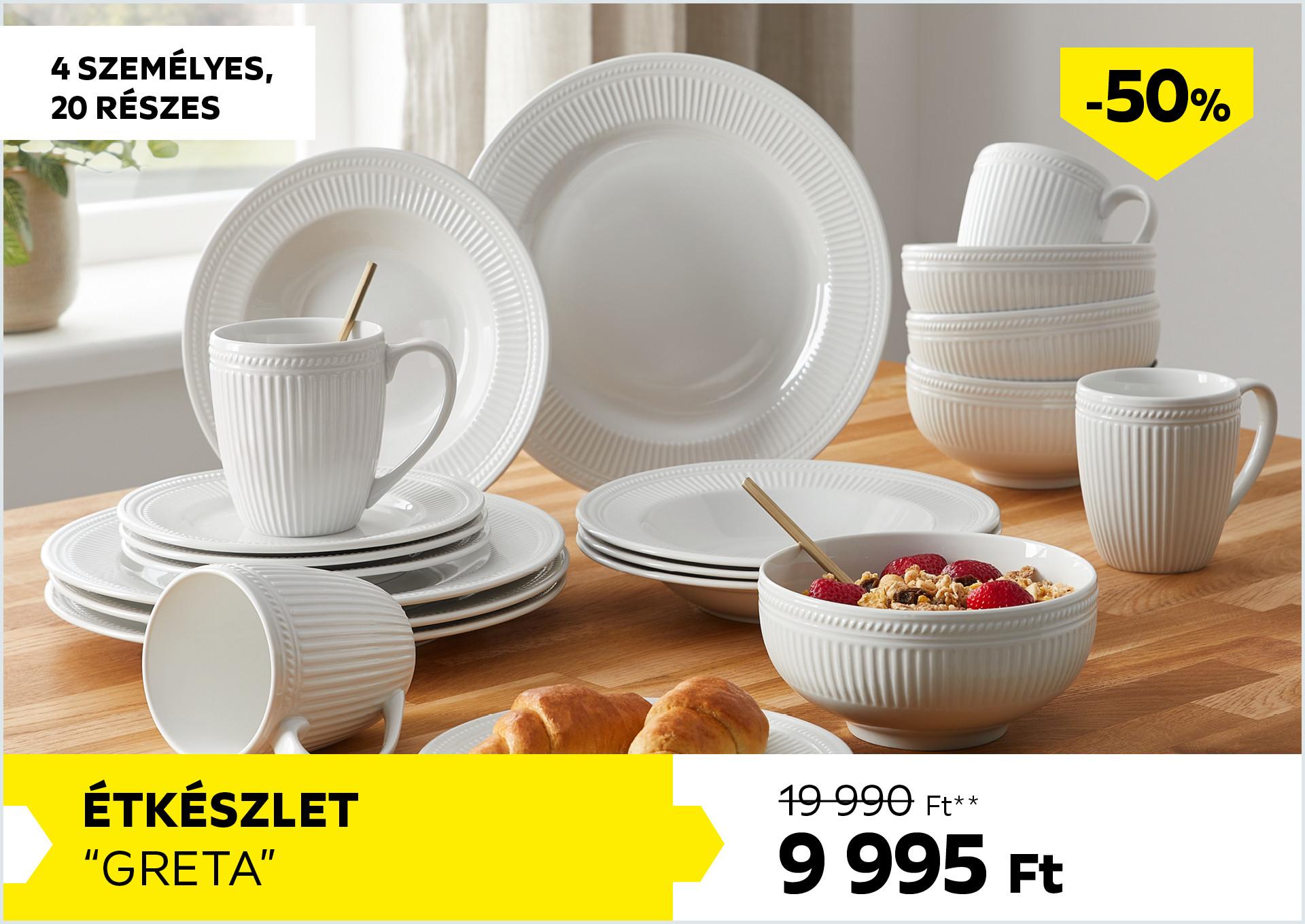 Étkészlet 4 személyes, 20 részes RAFAELLA 19990Forint helyett 9995Forint kedvezmény mértéke 50%