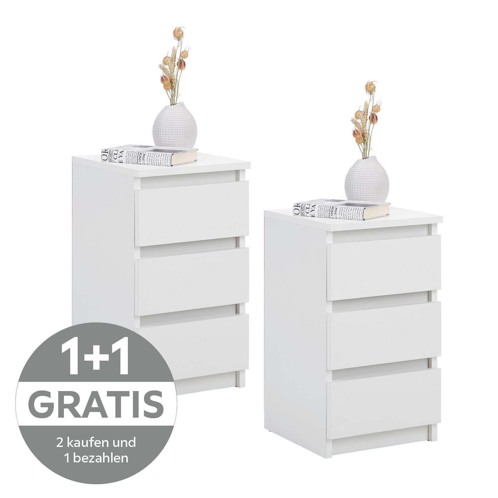 Nachtkästchen Weiß H: 55 cm Ella - Weiß, KONVENTIONELL, Holzwerkstoff (30/55/31cm)