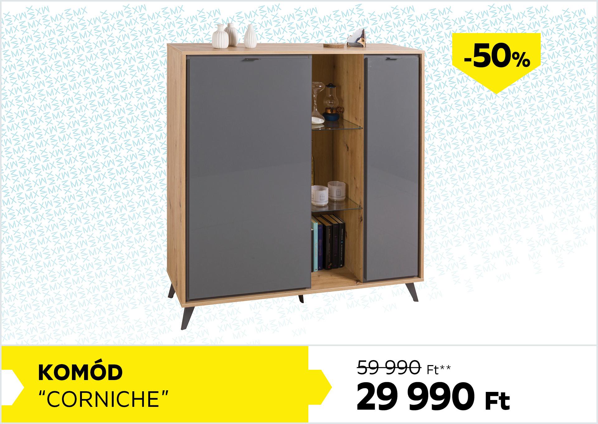 Komód Corniche 59990Forint helyett 29990Forint kedvezmény mértéke 50%