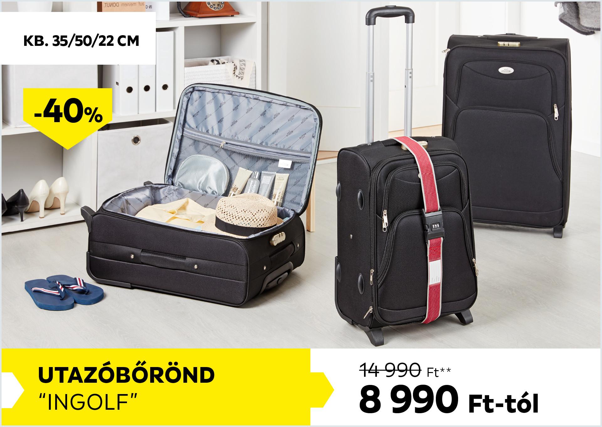 Utazóbőrönd kb. 35/50/22cm INGOLF 14990Forint helyett 8990Forint kedvezmény mértéke 40%