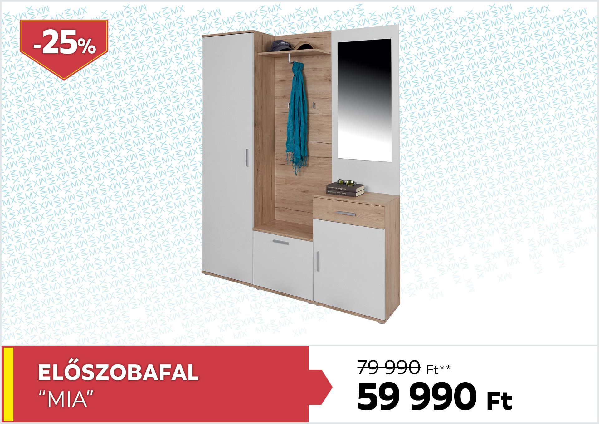 Előszobafal Mia 79990Forint helyett 59990Forint kedvezmény mértéke 25%
